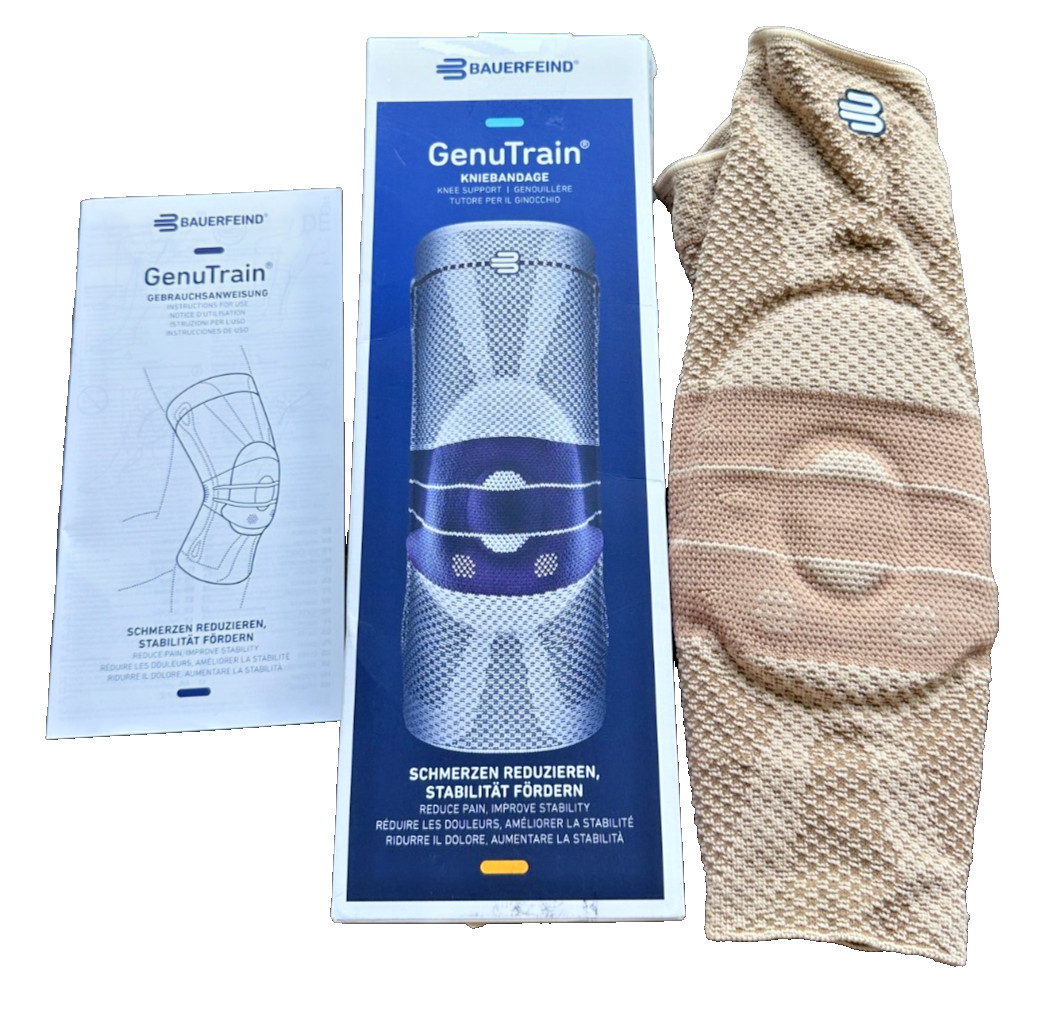 Bauerfeind GenuTrain A3 Right Knee Brace Size 4C Compression Support Beige