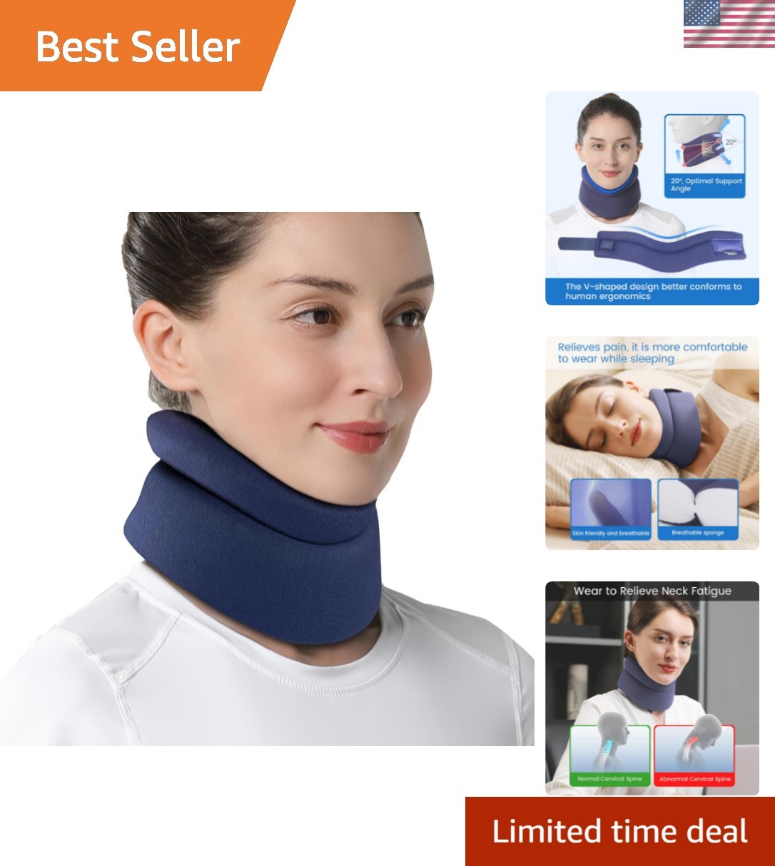 Neck Brace for Neck Pain and Support – Soft Cervical Collar for Sleeping in B…
