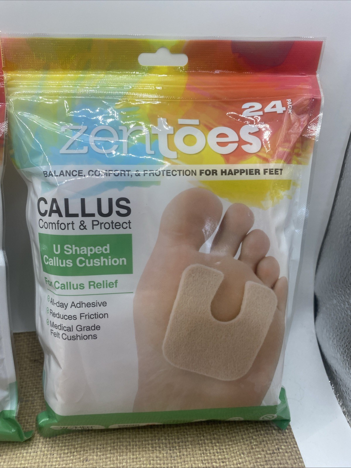 2 Pack Zentoes Callus Comfort & Protect U Shaped Callus Cushion 48 In All Sealed
