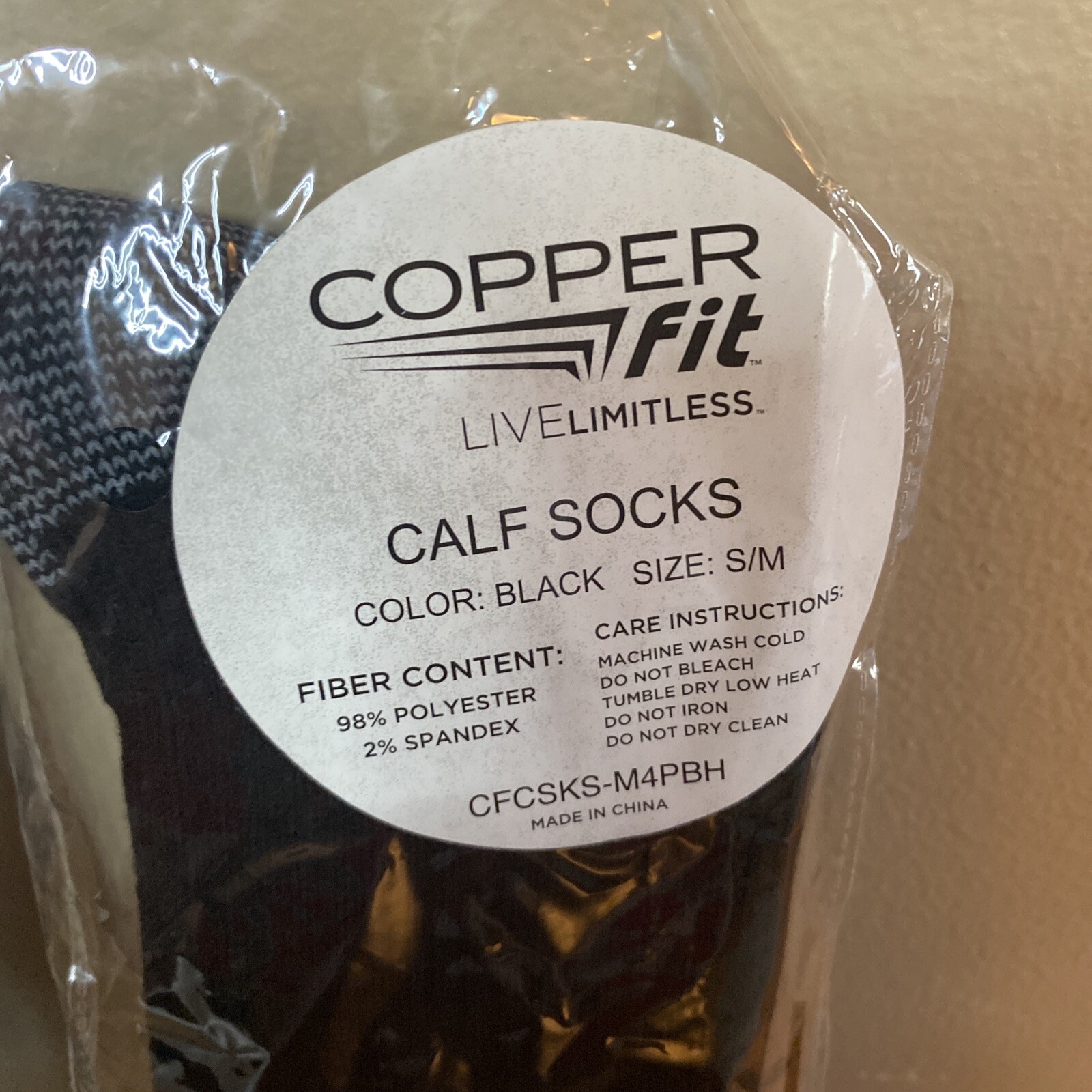 COPPER FIT Live Limitless Compression Unisex Calf Socks Black Size S/M