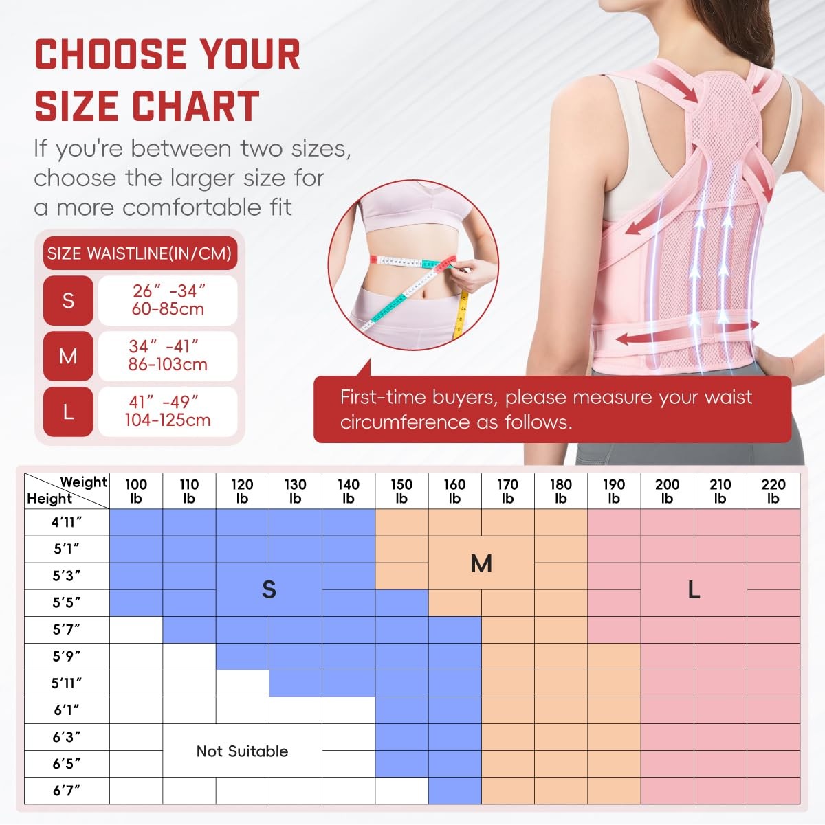 BLACKYEW Back Brace Posture Corrector Women & Men, Adjustable Shoulder
