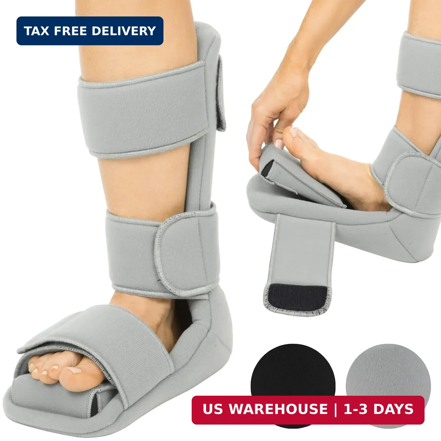 Vive Plantar Fasciitis Night Splint Plus Trigger Point Stretch Wedges – Soft Leg