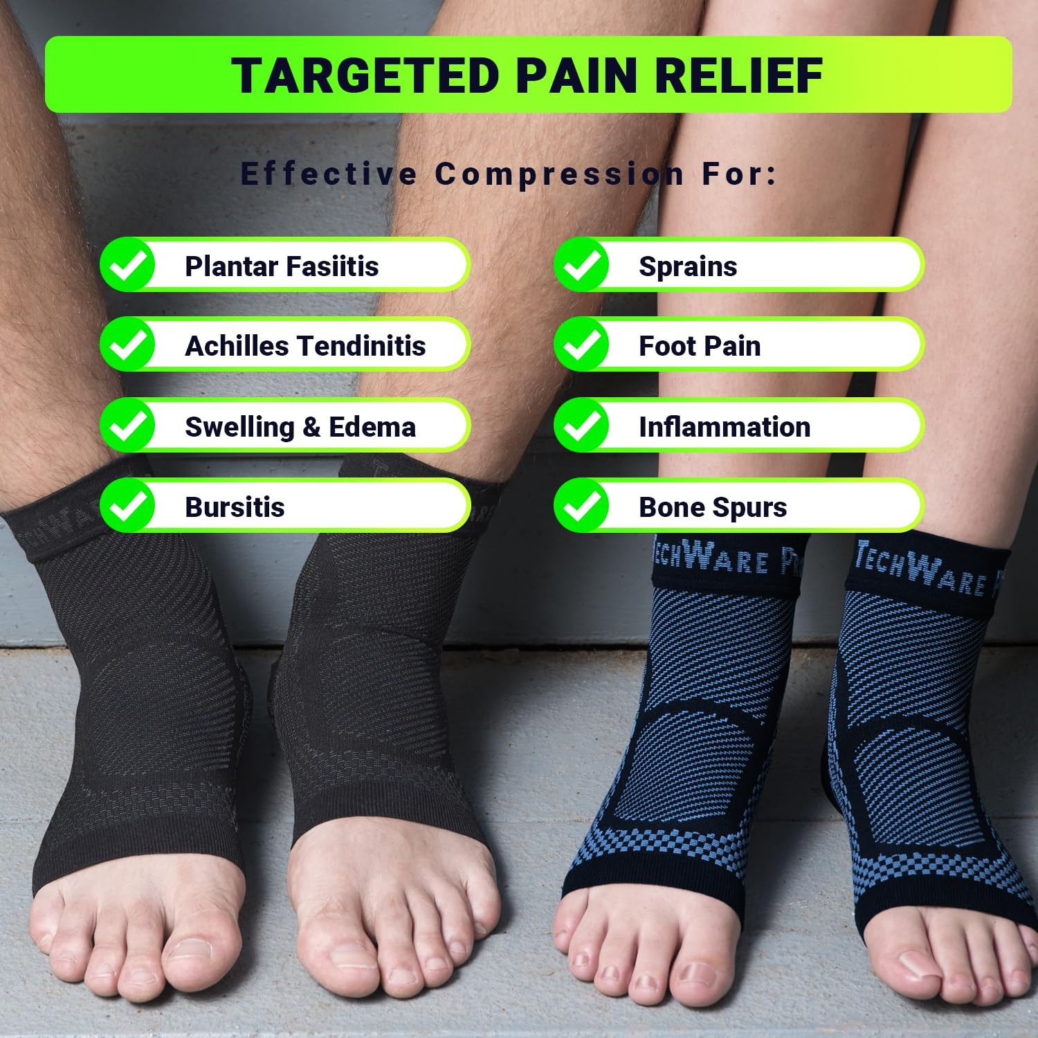 TechWare Pro Ankle Brace Compression Sleeve – Relieves Achilles Tendonitis, Join