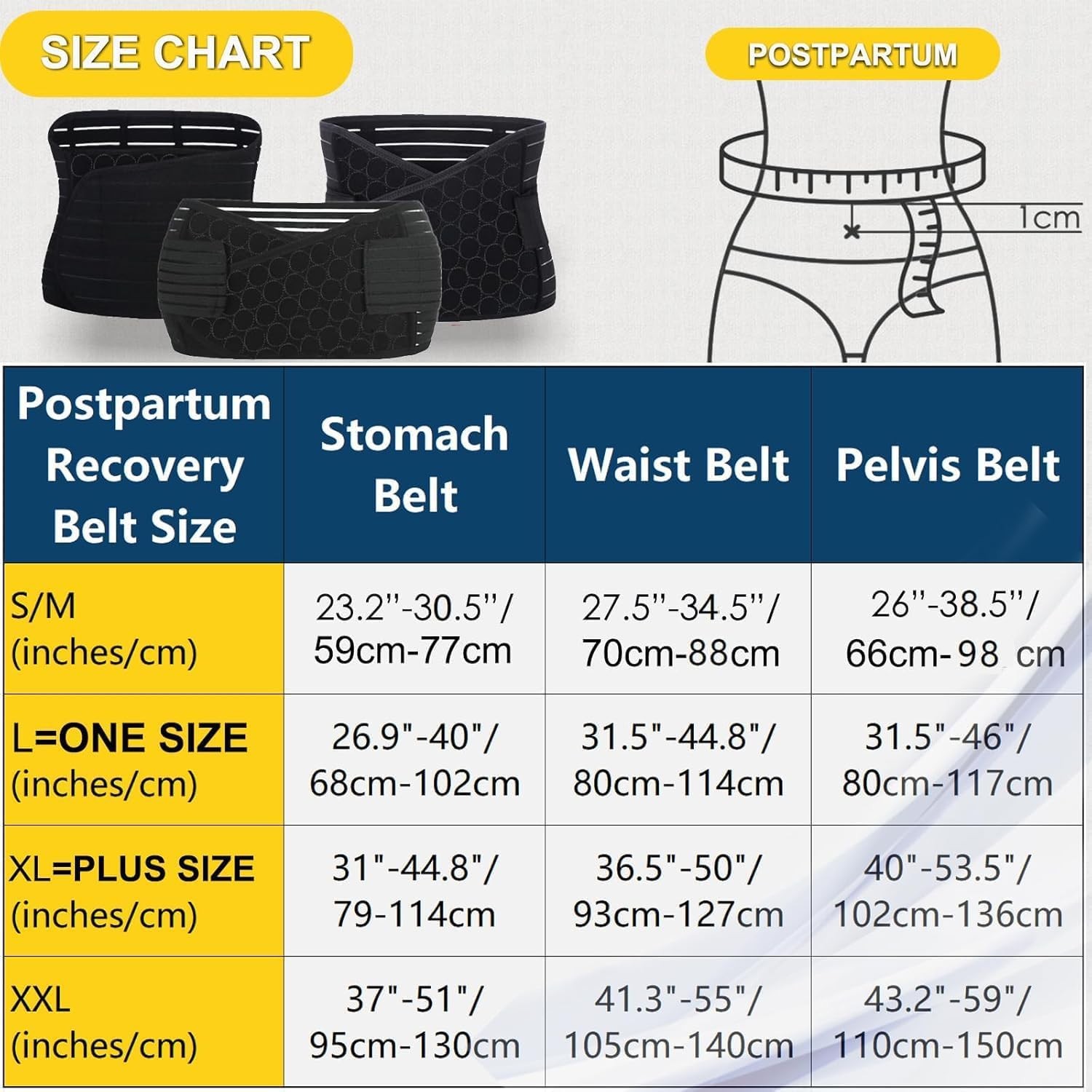 3 in 1 Postpartum Belly Wrap – Recovery Belly/Waist/Pelvis Belt Black Postpar…