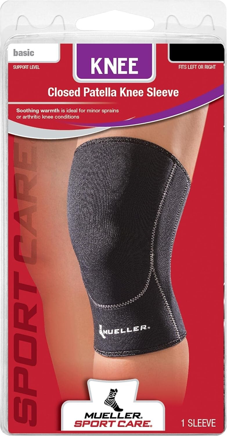 Mueller Comfort Closed Patella Knee Compression Sleevee, M Size (Pack of 2)