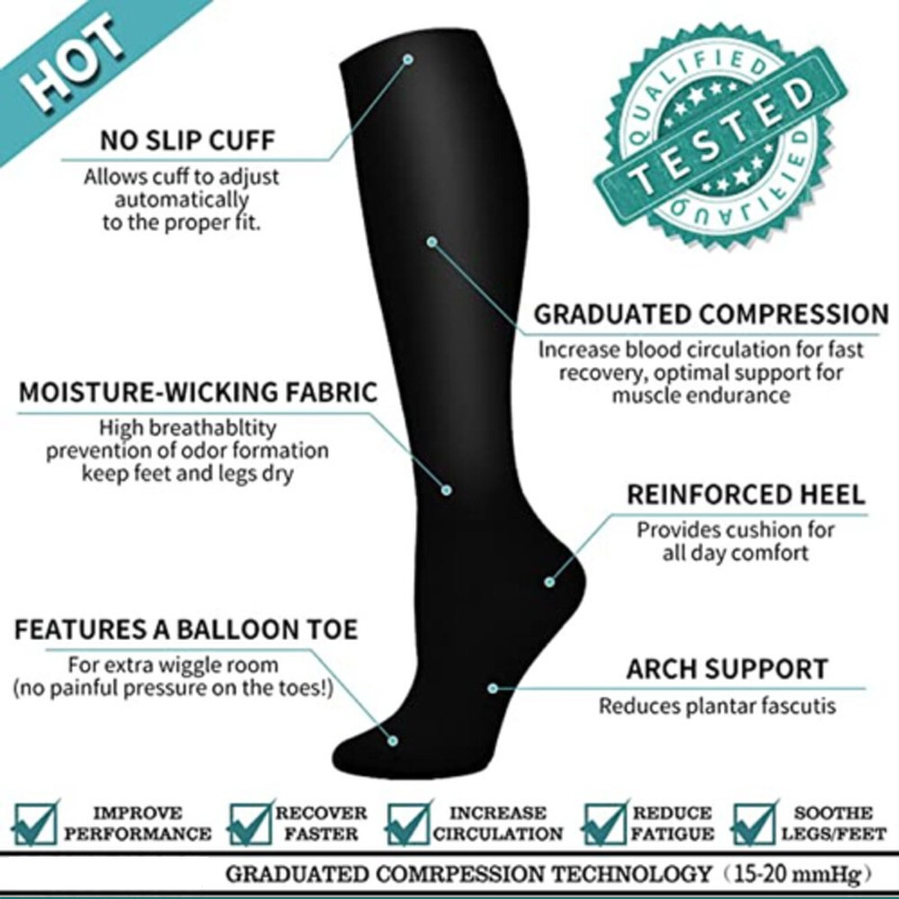3x Ankle Brace Support Compression Socks Full Toe Plantar Fasciitis Pain Relief