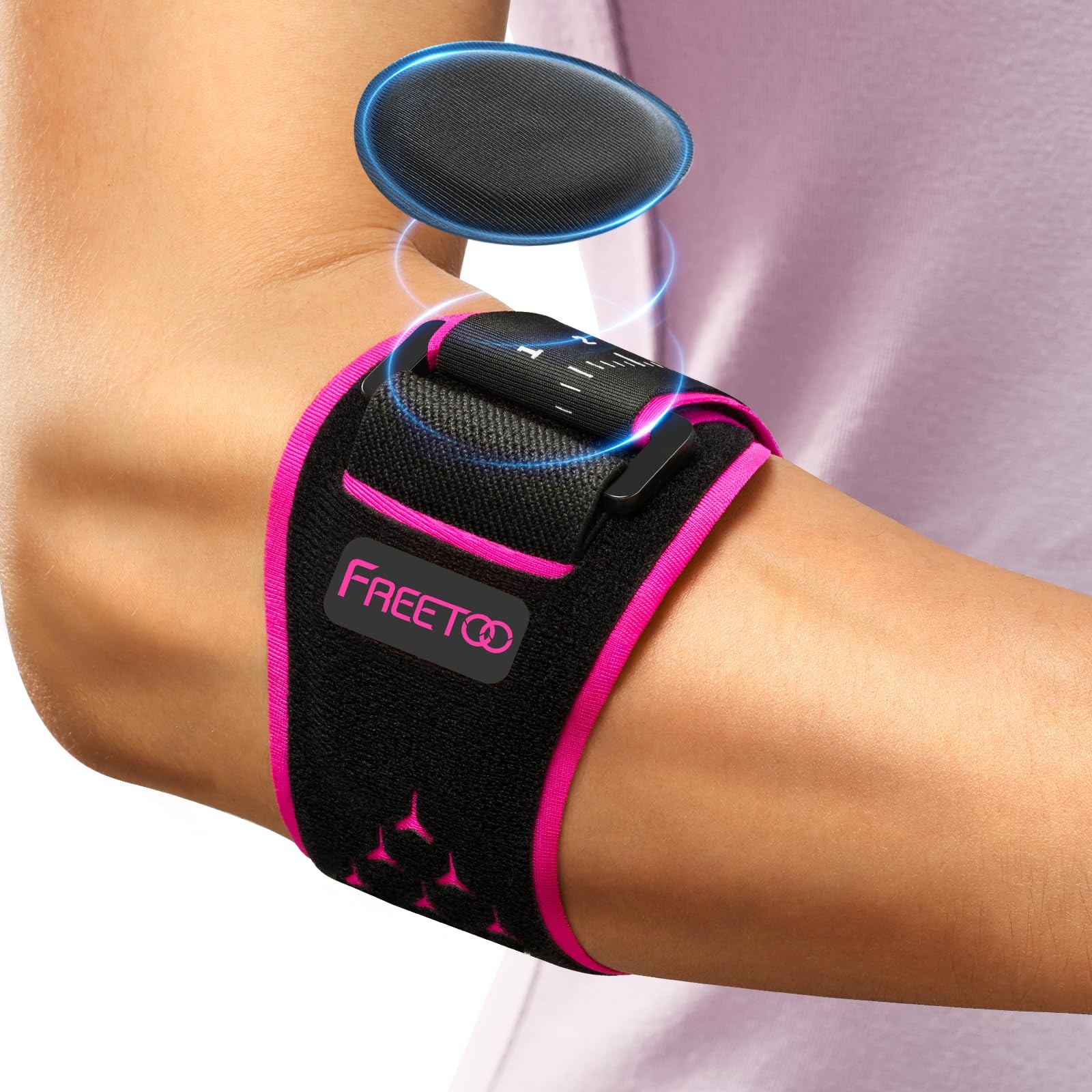 FREETOO Elbow brace for Tendonitis and Tennis Women S/M, Pink-Black