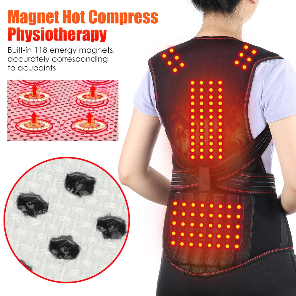 Magnetic Self Heating Back Support Tourmaline Therapy Waist Belt Shoulder Brace