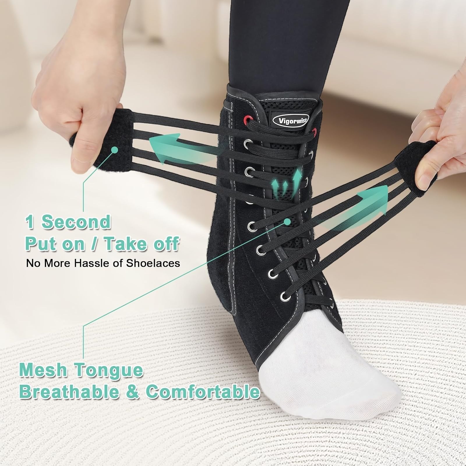 Lace up Ankle Brace for Women Men, Quick Adjustment Ankle Brace with Metal and P