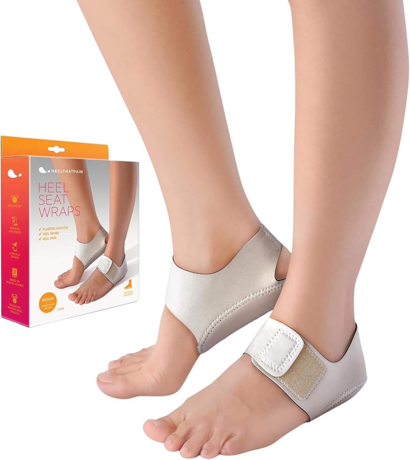 Cushioning Heel Seat Wraps for Enhanced Comfort & Support, M 6.5-10, M 5-8 Sizes