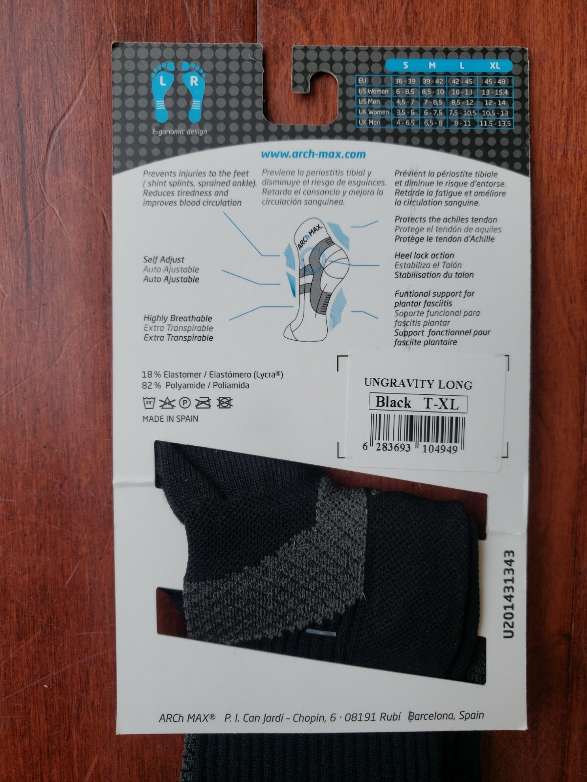 Arch Max Perfect Arch Support Ungravity Long Socks XL – NWT – New ONE Pair ONLY