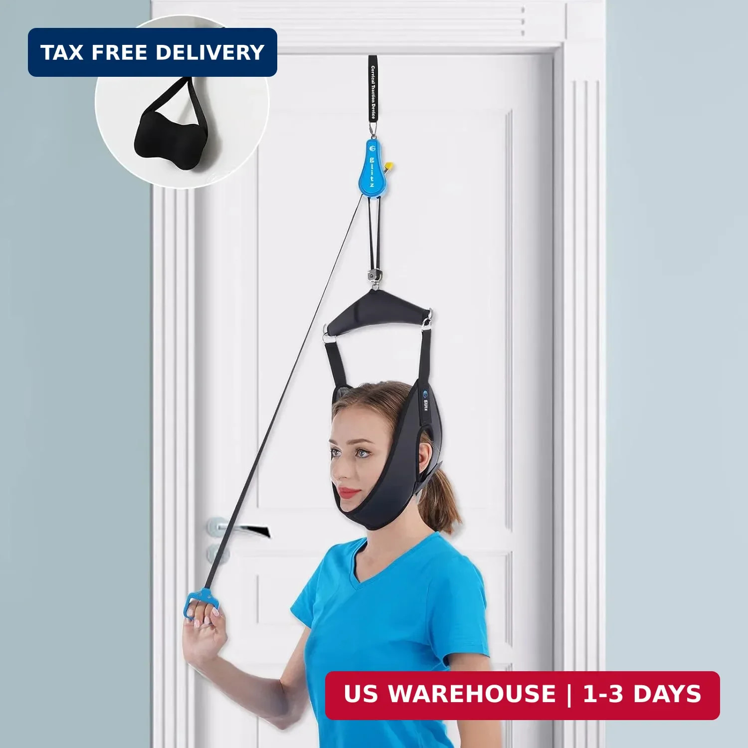 Cervical Neck Traction Device for Home Use, Portable Neck Stretcher Hammock Over
