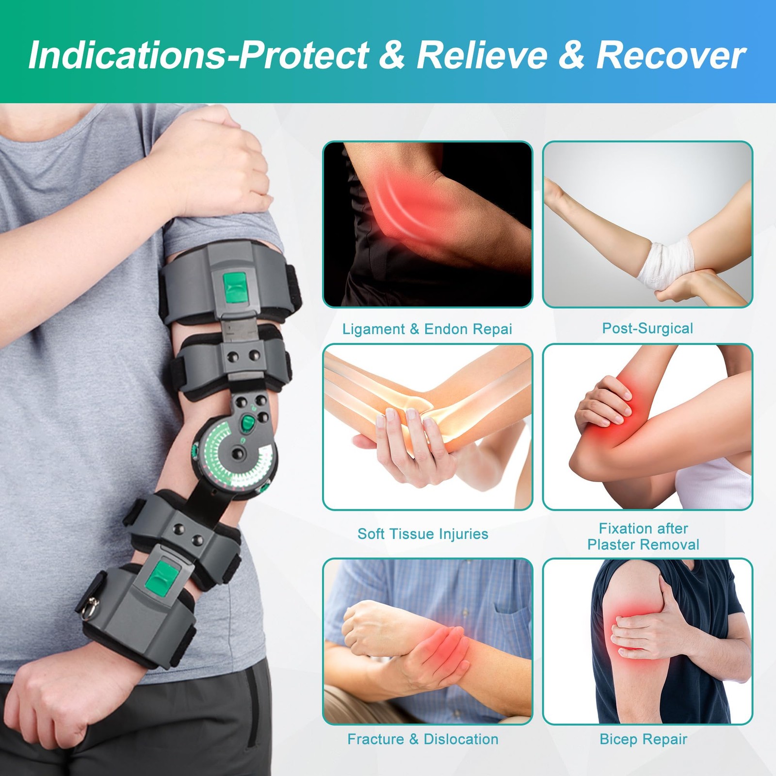 Adjustable Hinged Elbow Brace ROM Arm Braces Post OP Stabilizer Support After…