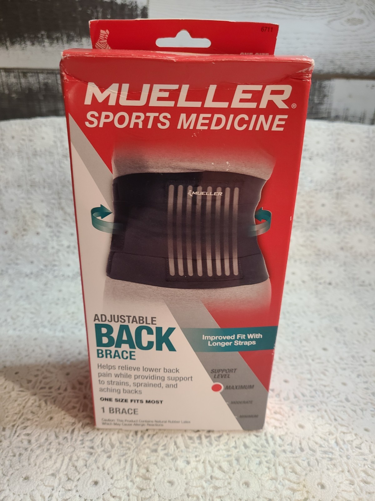 Mueller Adjustable Back Brace, Black, One Size Fits Most