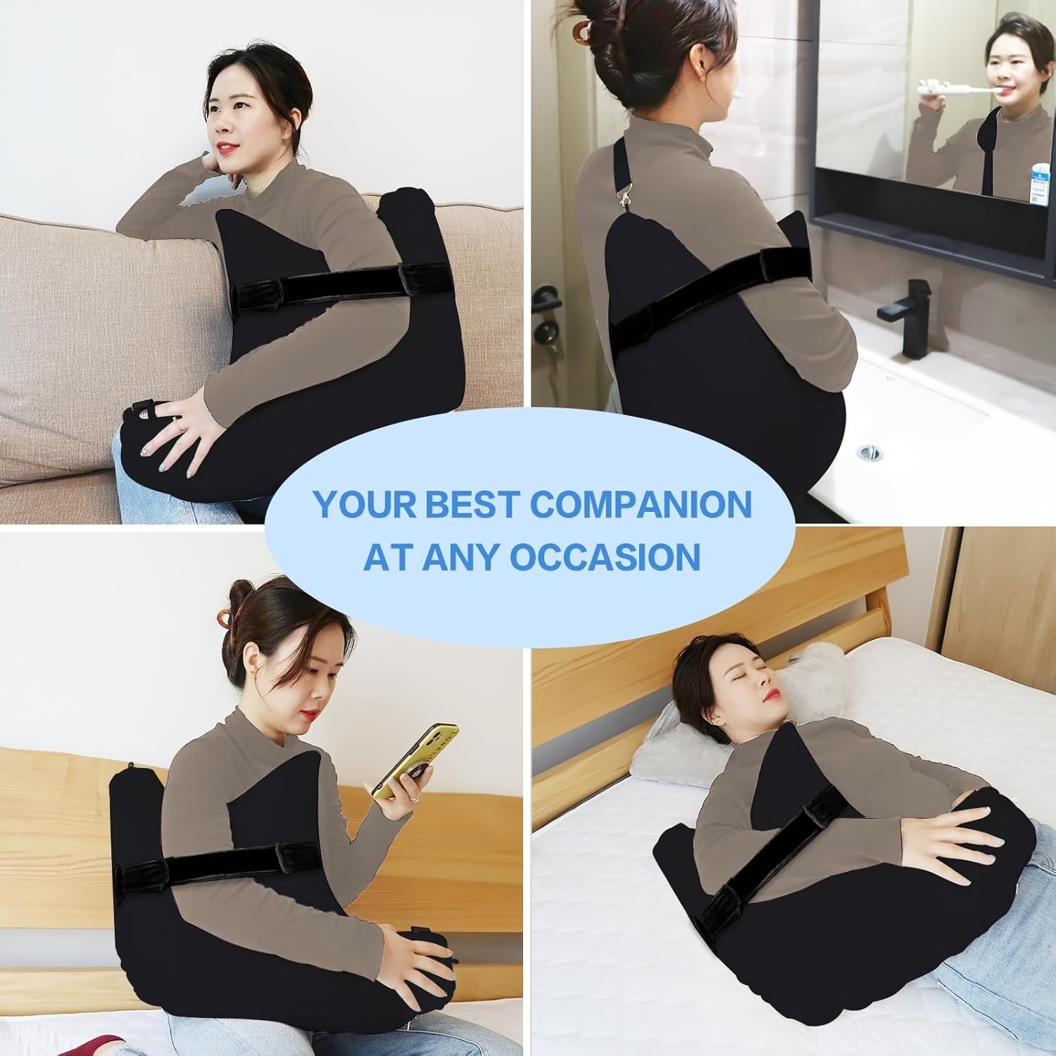 Ergonomic Shoulder Surgery Pillow with Detachable Sling – Pain Relief Black