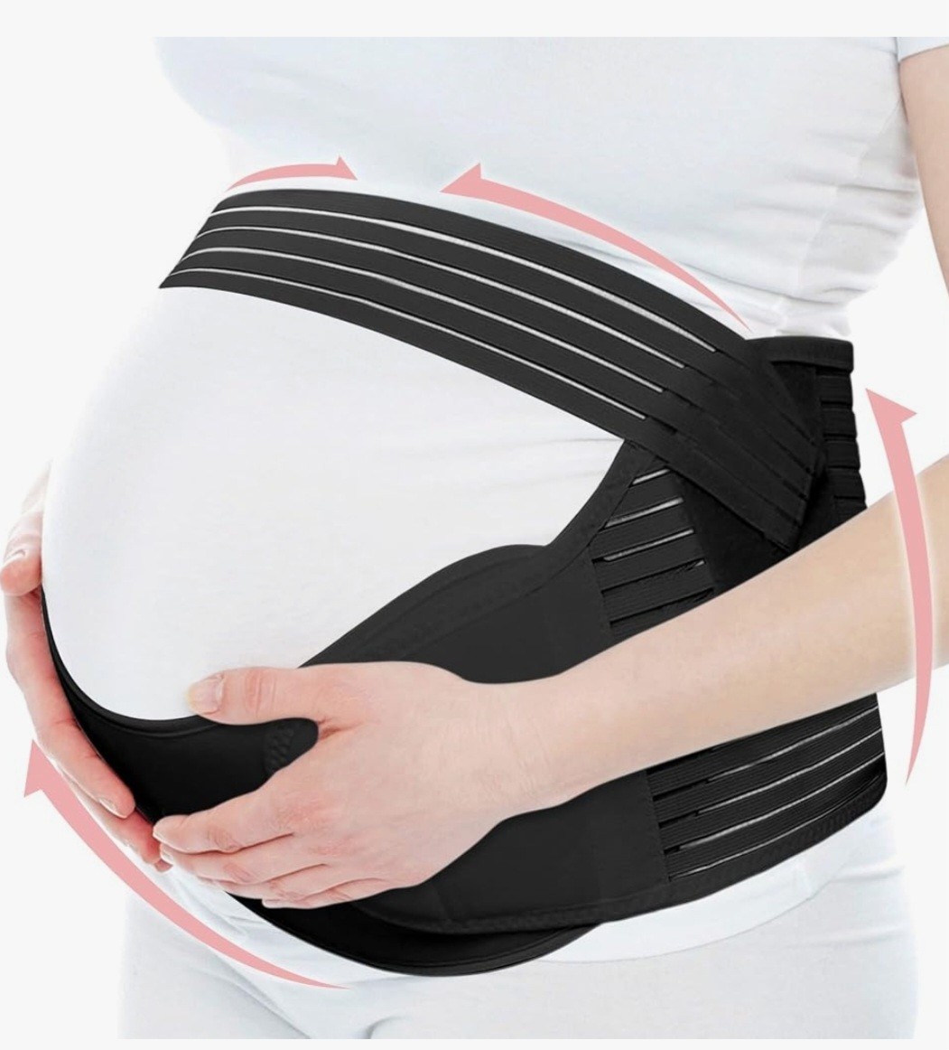 Black Adjustable compression belt for pregnant women XXL