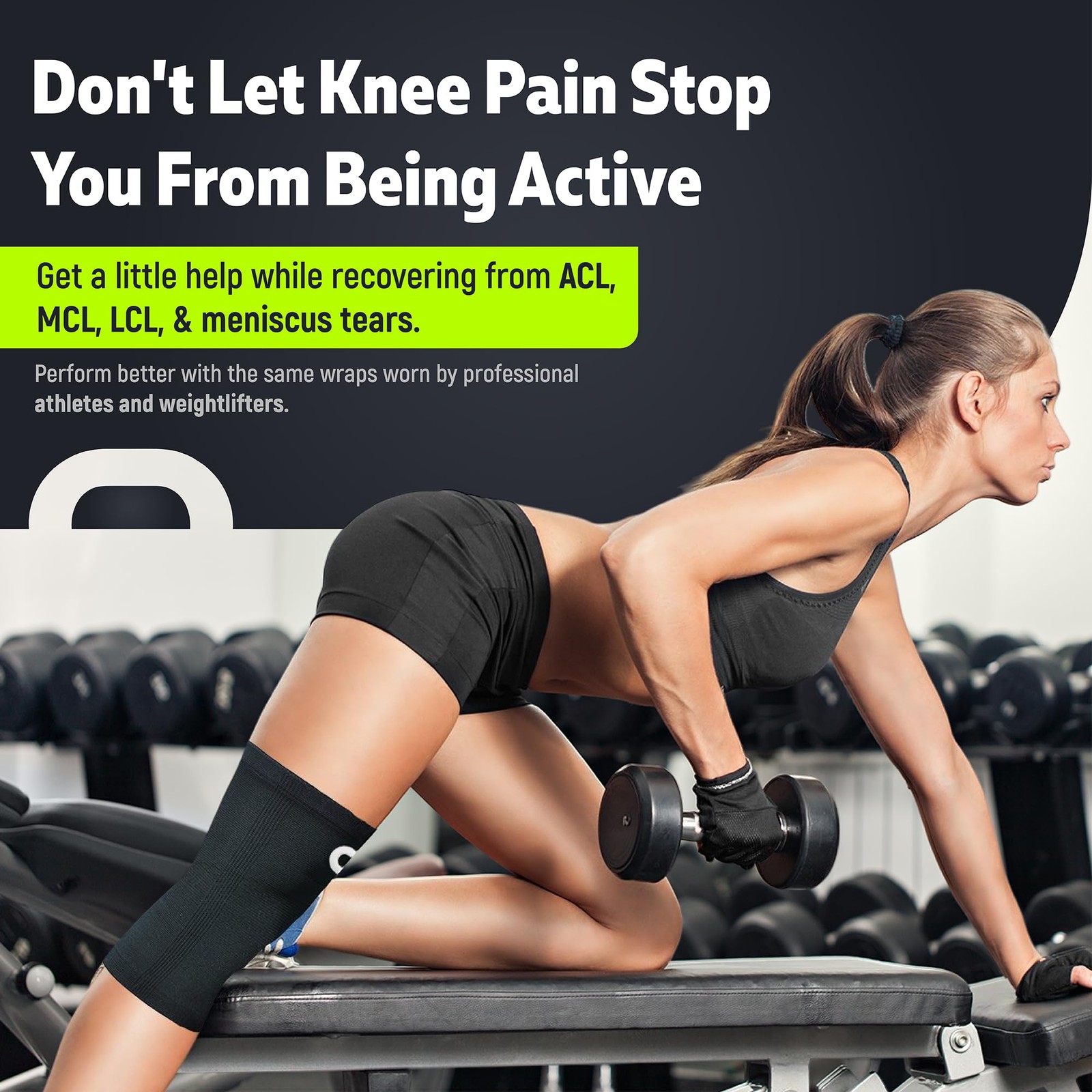 Pair Knee Compression Sleeves Support Brace for Men Women Running Workout Sports