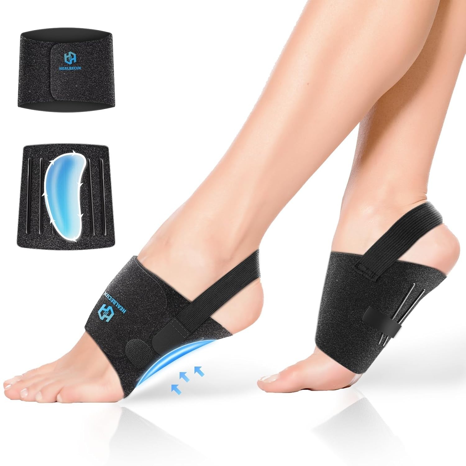 Arch Support Braces for Plantar Fasciitis Relief, Adjustable Compression Band…