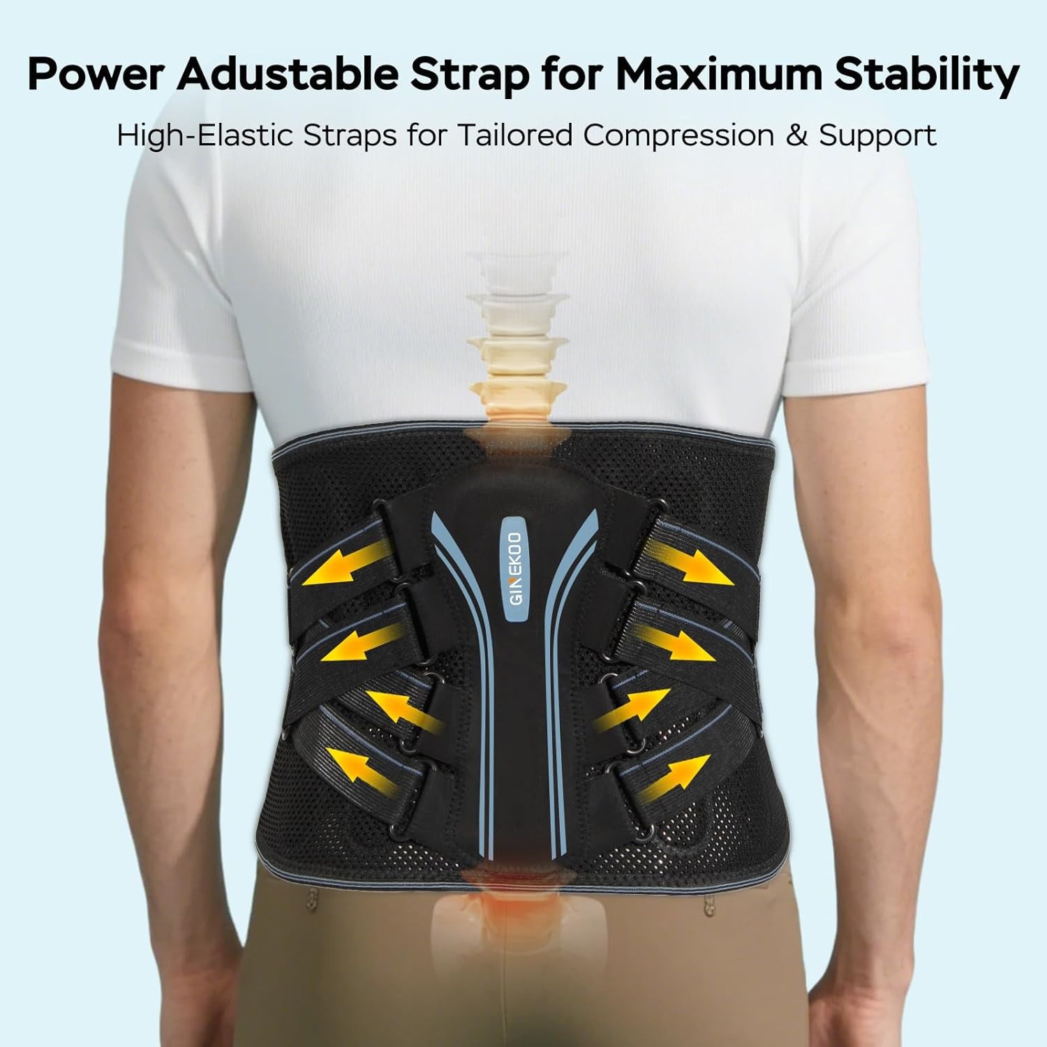 Back Brace for Lower Back Pain, Ergonomic Bionic Support & 3D-Knitted, SMALL