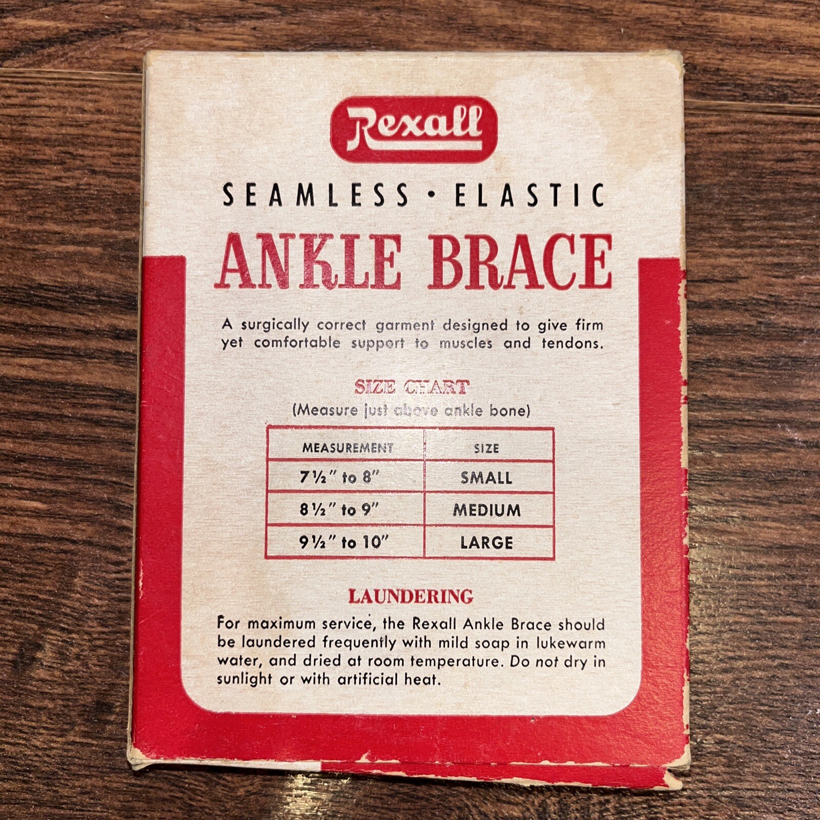 VTG Rexall Ankle Brace Medium Seamless Elastic Support NOS Original Box Prop