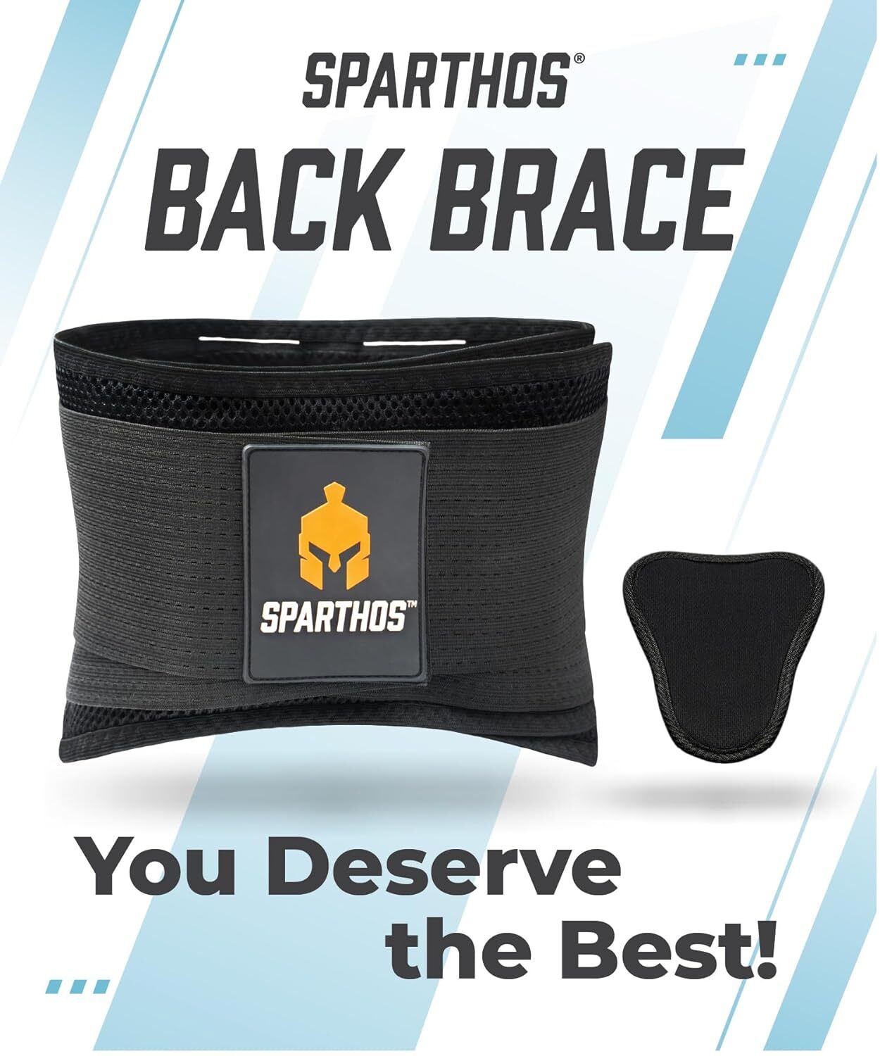 Medium Back Brace w/ Lumbar Support Pad for Lower Back Pain-Relief from Sciatica
