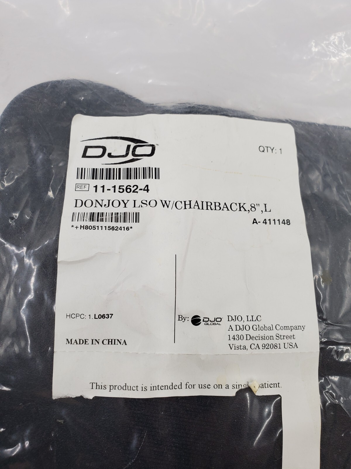 DonJoy LSO with Chairback 8″ Premium Plus Back Brace Size Large 11-1562-4 L0637