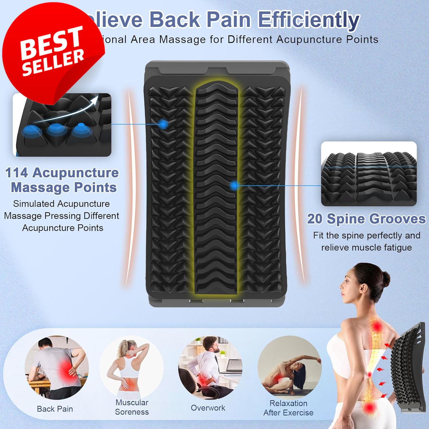Back Stretcher Adjustable Lumbar Arch Spine Decompression Pain Relief – US