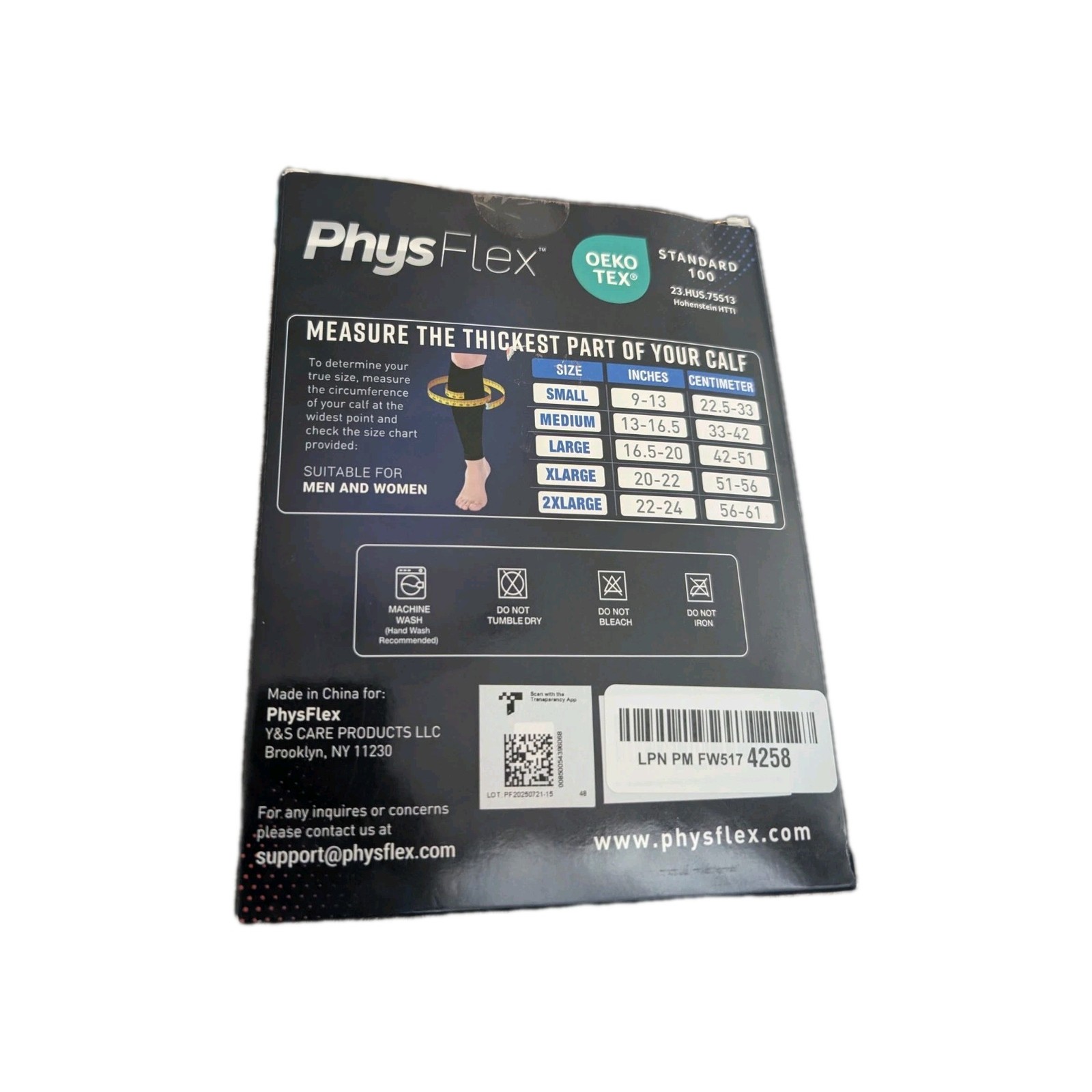 PhysFlex Calf Sleeves Large XL Pro Knit Compression Black Pair New