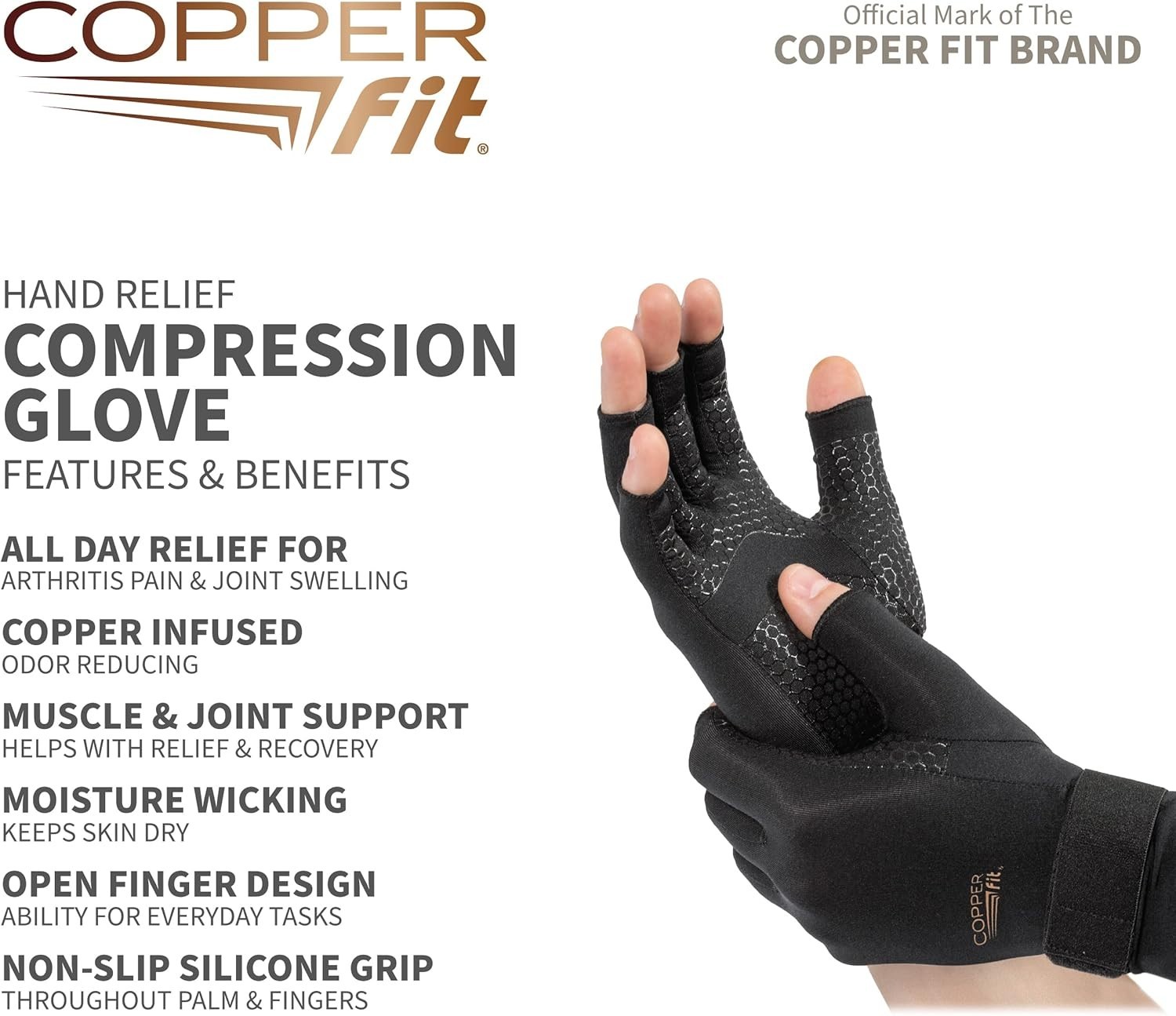Open Finger Compression Gloves with Silicone Grip for Active Lifestyles – L/XL