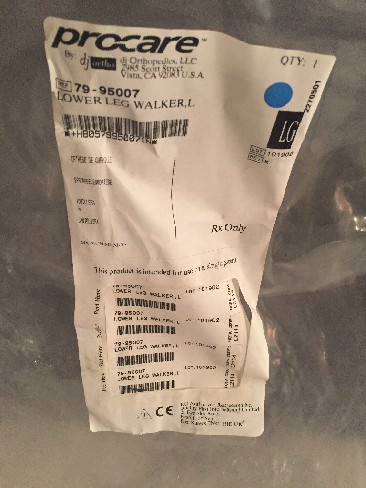 BRAND NEW DJ ORTHOPEDICS PROCARE Lower Leg Walker Large Black Boot 79-95007