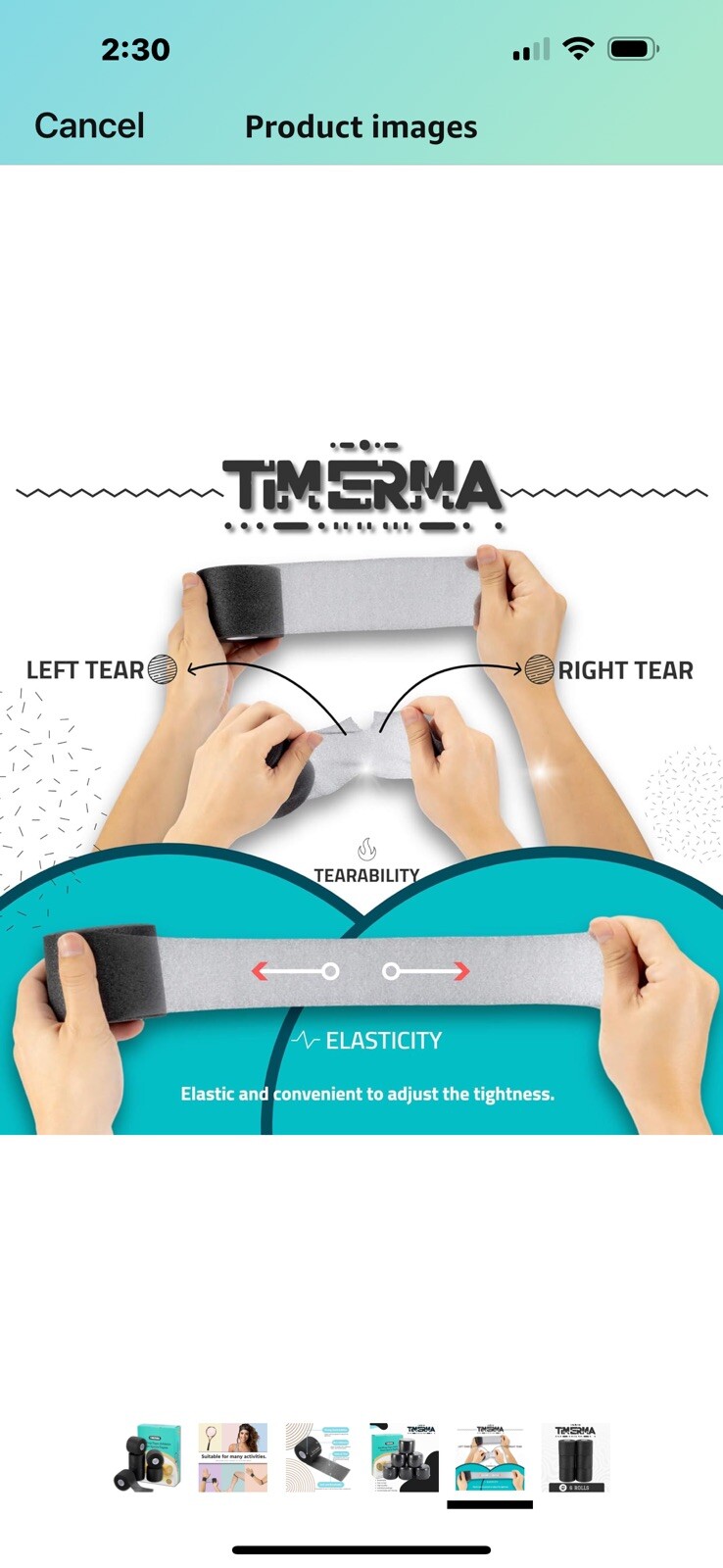 5 Pk Timerma 6 Rolls Pre Wrap Athletic, Foam sports Tape: Hair-Ankle-Wrist Black