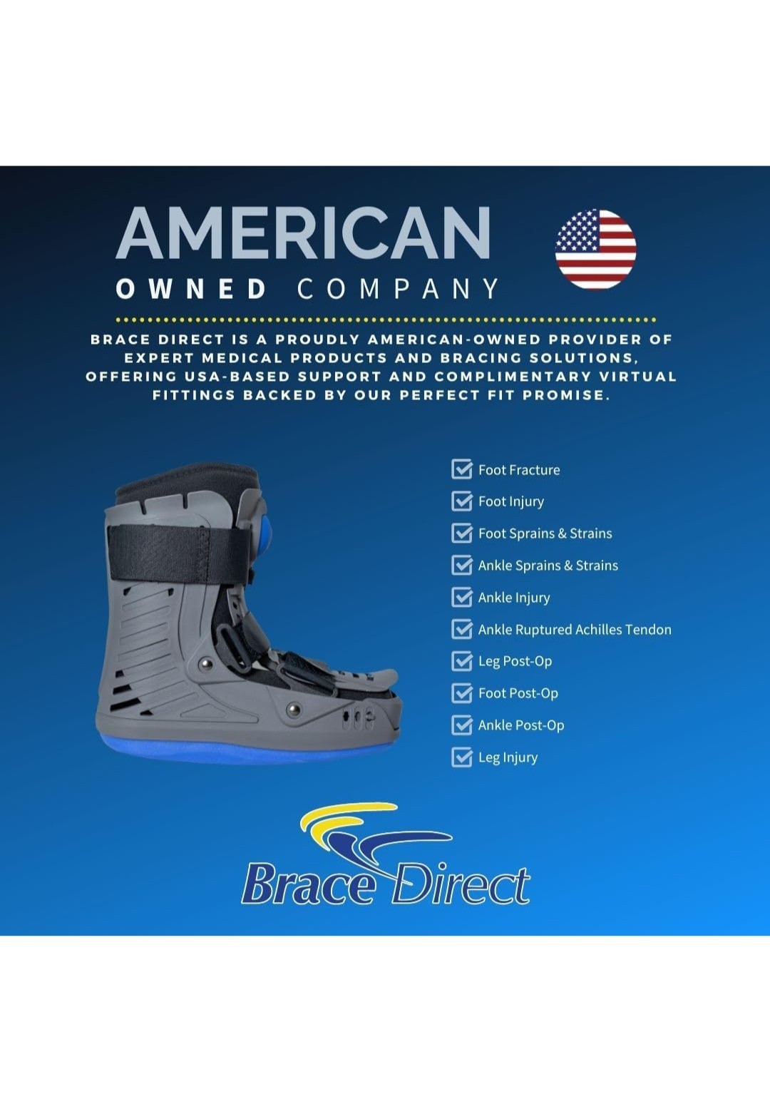 Medical Full Shell Cam Walking Boot with Air Pump- Short- Foot Pain Recovery