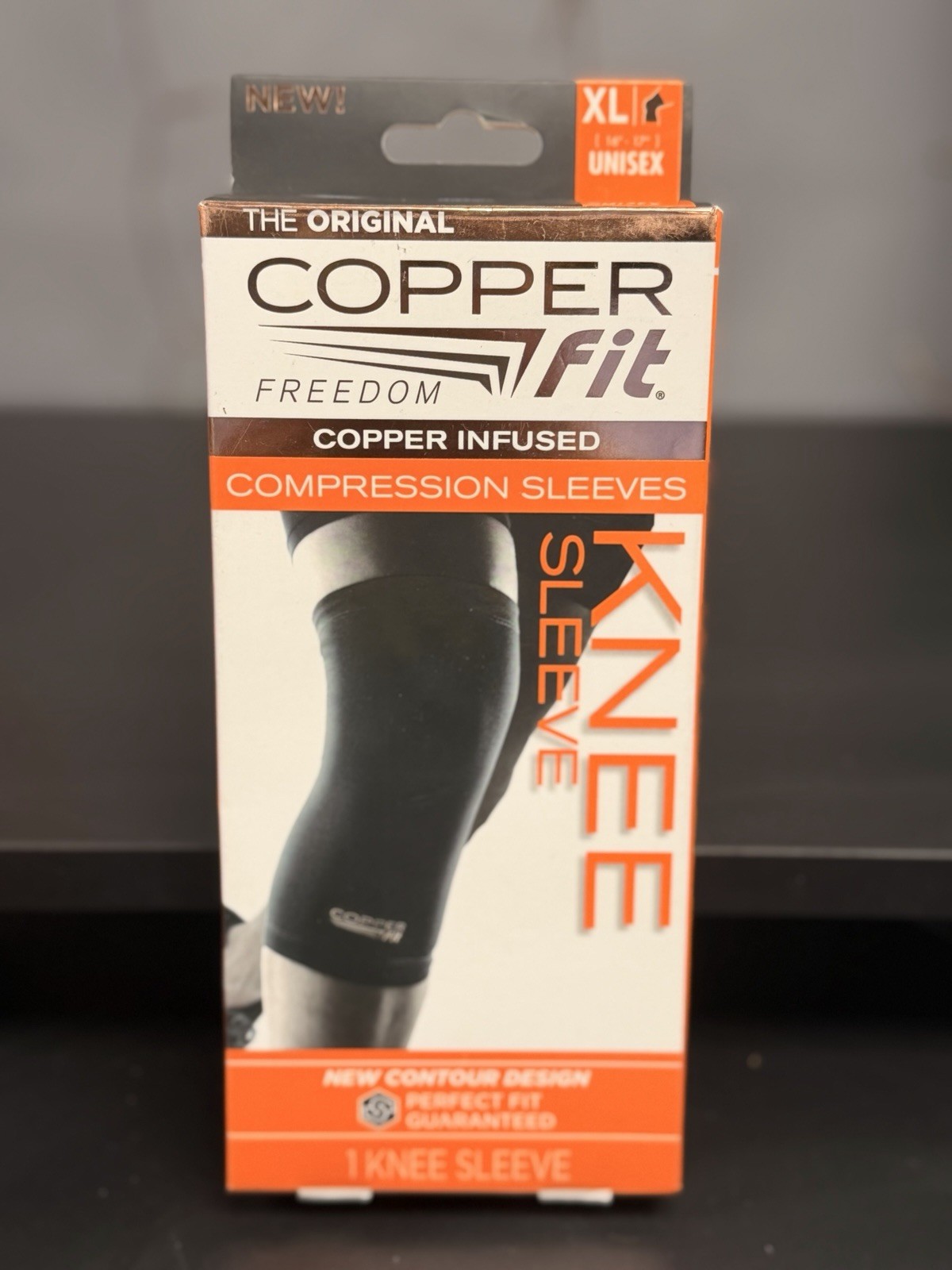 Copper Fit Freedom Copper Infused Compression Knee Sleeve – Size XL – Black …K
