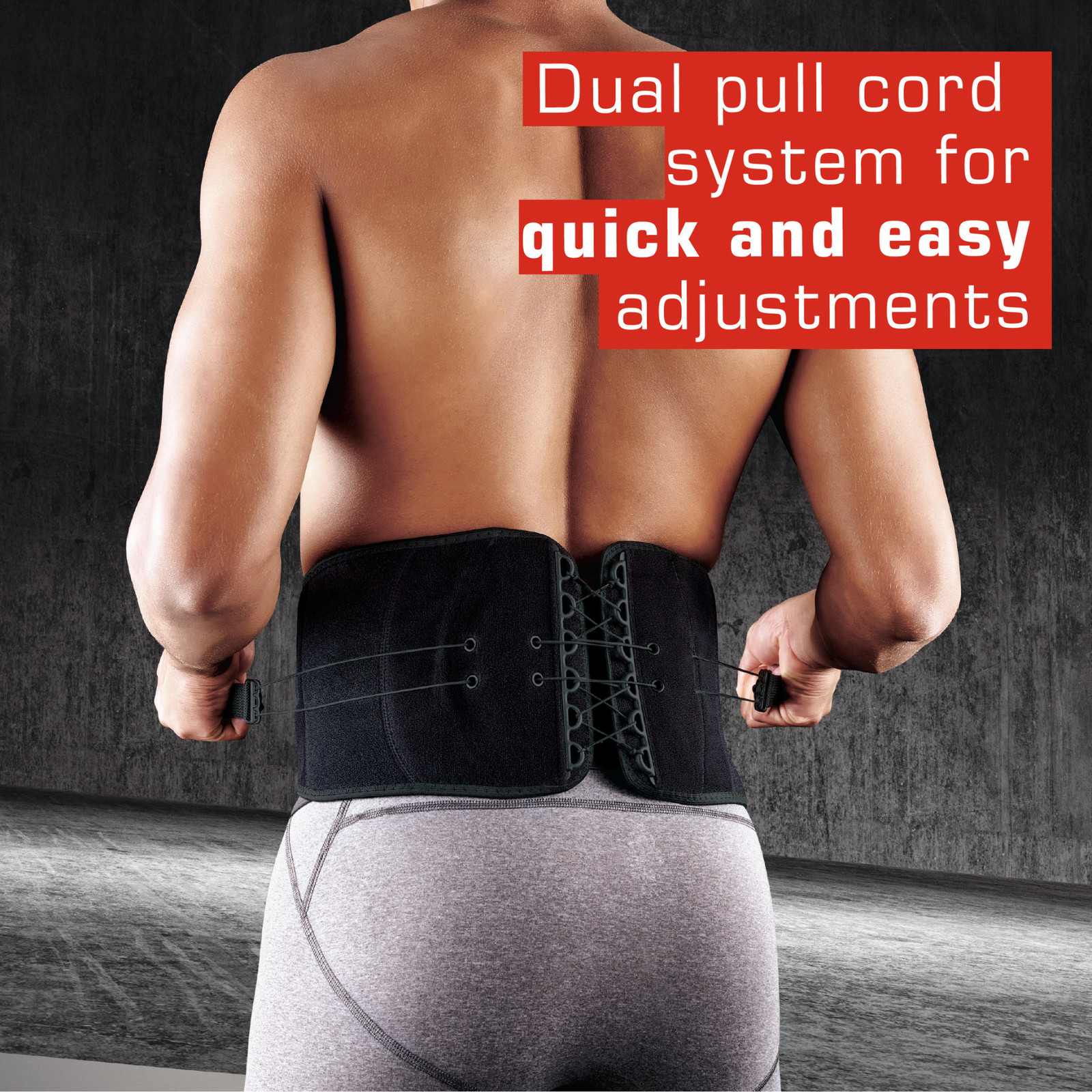 ACE Quick-Lace Adjustable Back Support: One Size / Adjustable (Black)