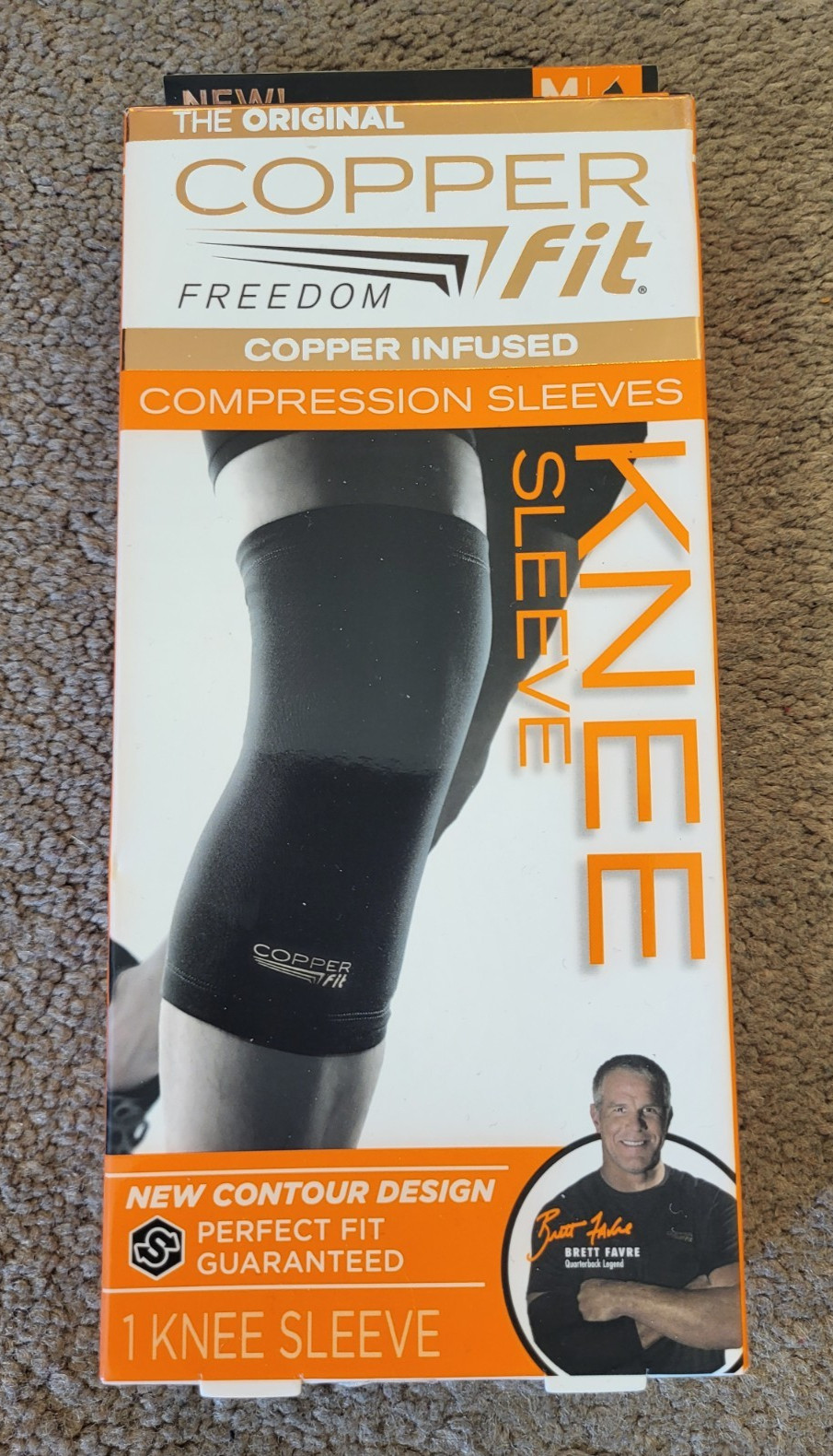 Copper Fit Freedom Compression Knee Sleeve Size Medium 13″-14″ Unisex Black