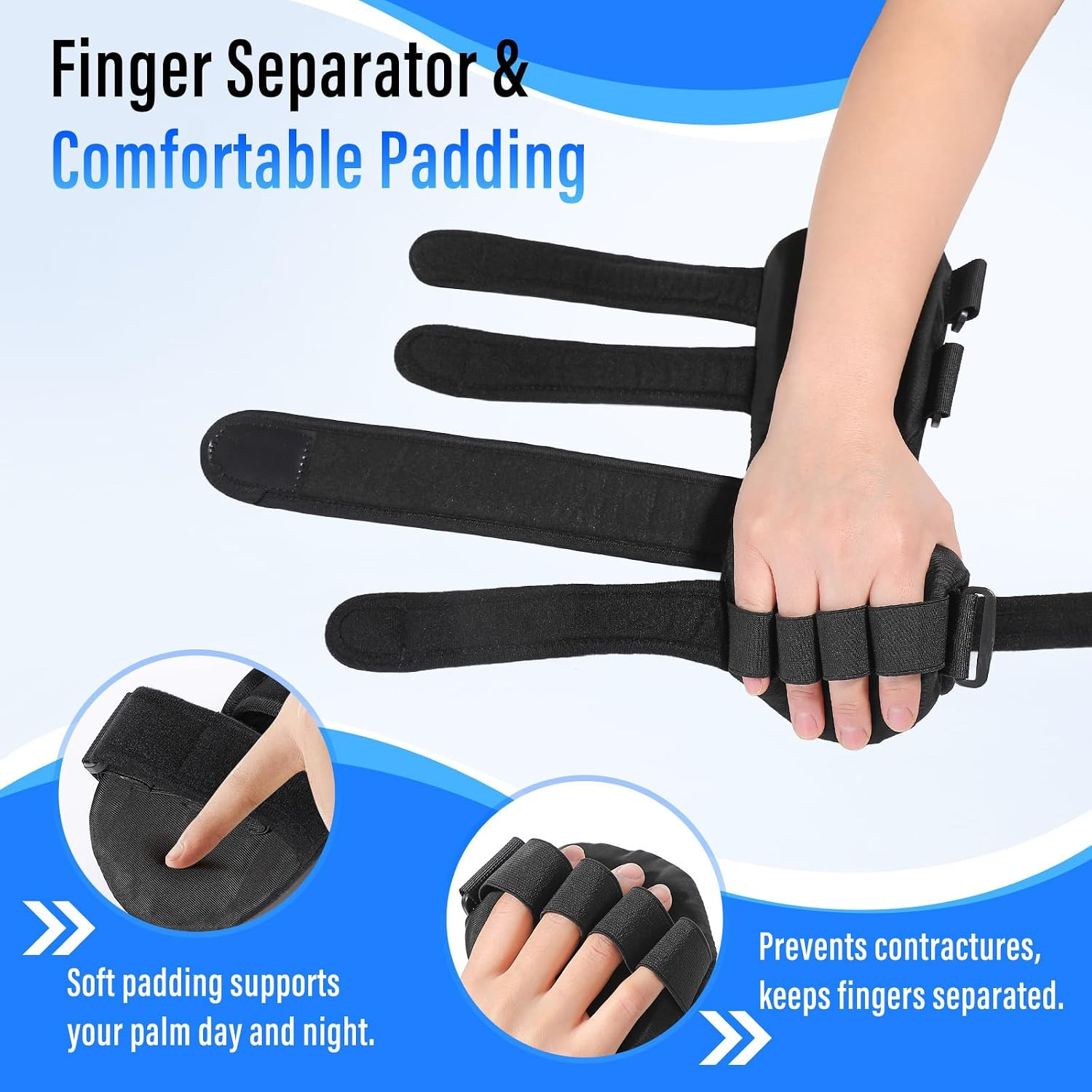 Resting Hand Splint with Finger Separators – Hand Brace for Finger Contractures