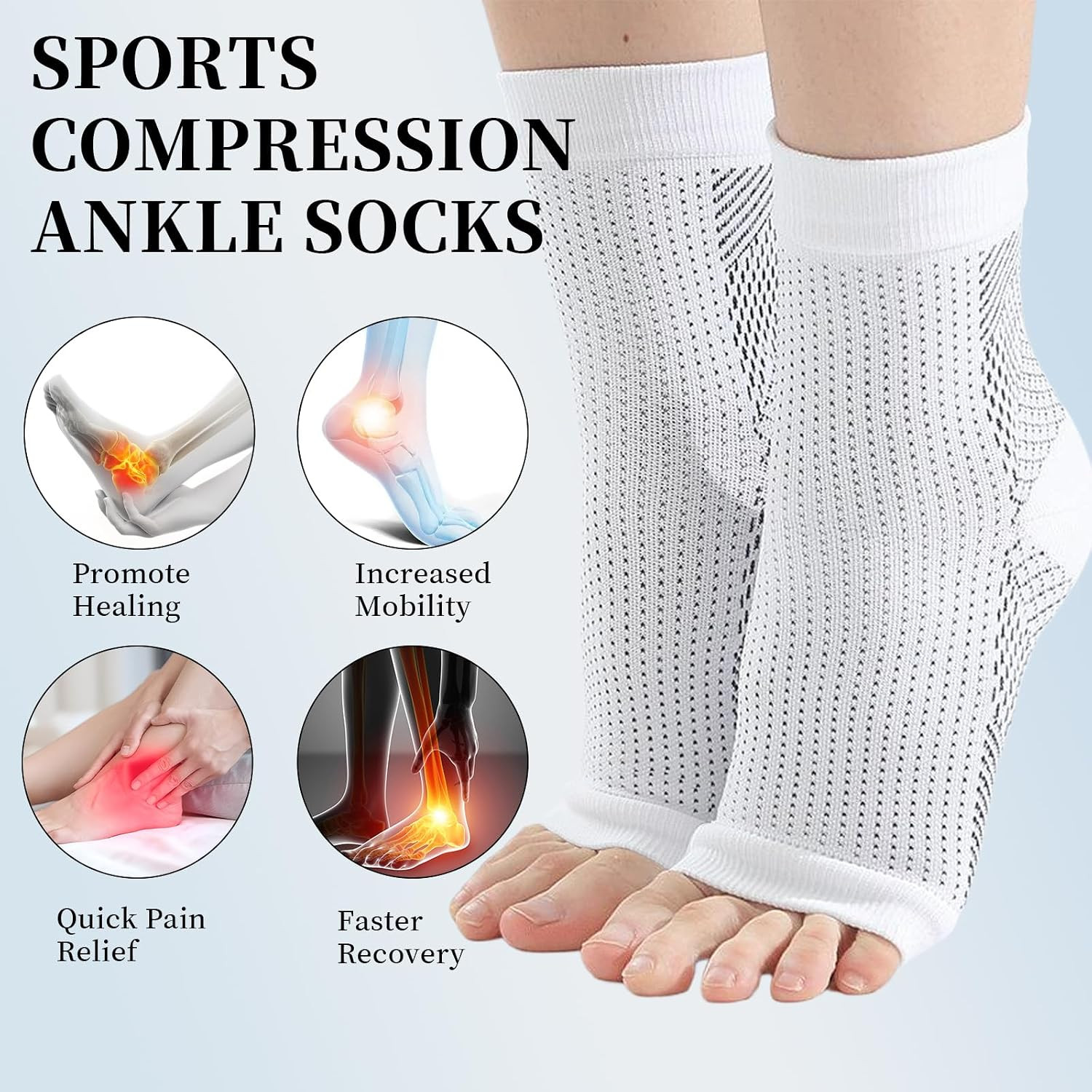 2 PCS Bamboo Foot Sleeves, Bamboos anti Fatigue Socks, Ankle Protection Socks, A
