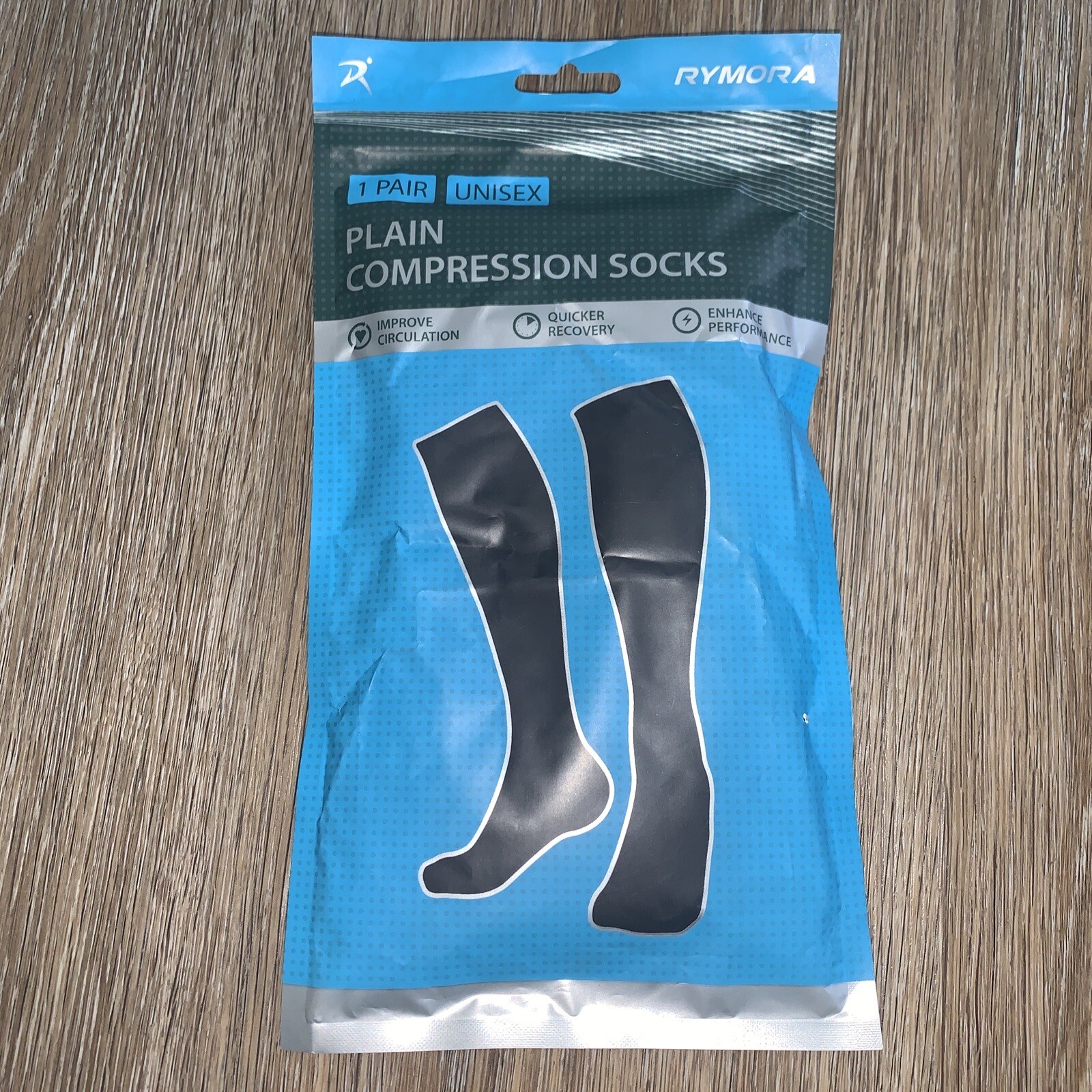 RYMORA BLACK PLAIN COMPRESSION SOCKS 1 Pair Black Medium