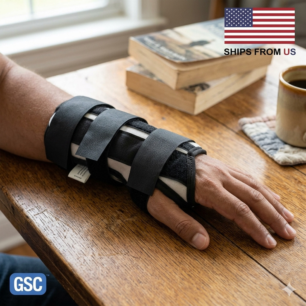 CANVAS B.A.T.H. WRIST SPLINT, RIGHT, BLACK SIZE LARGE By DJ Orthopedics