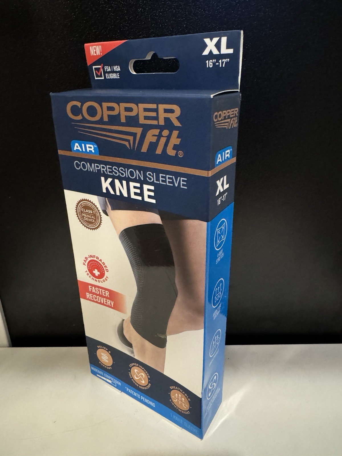 Copper Fit Air Knee Compression Sleeve – New In Box – Sealed – XL 16”-17”