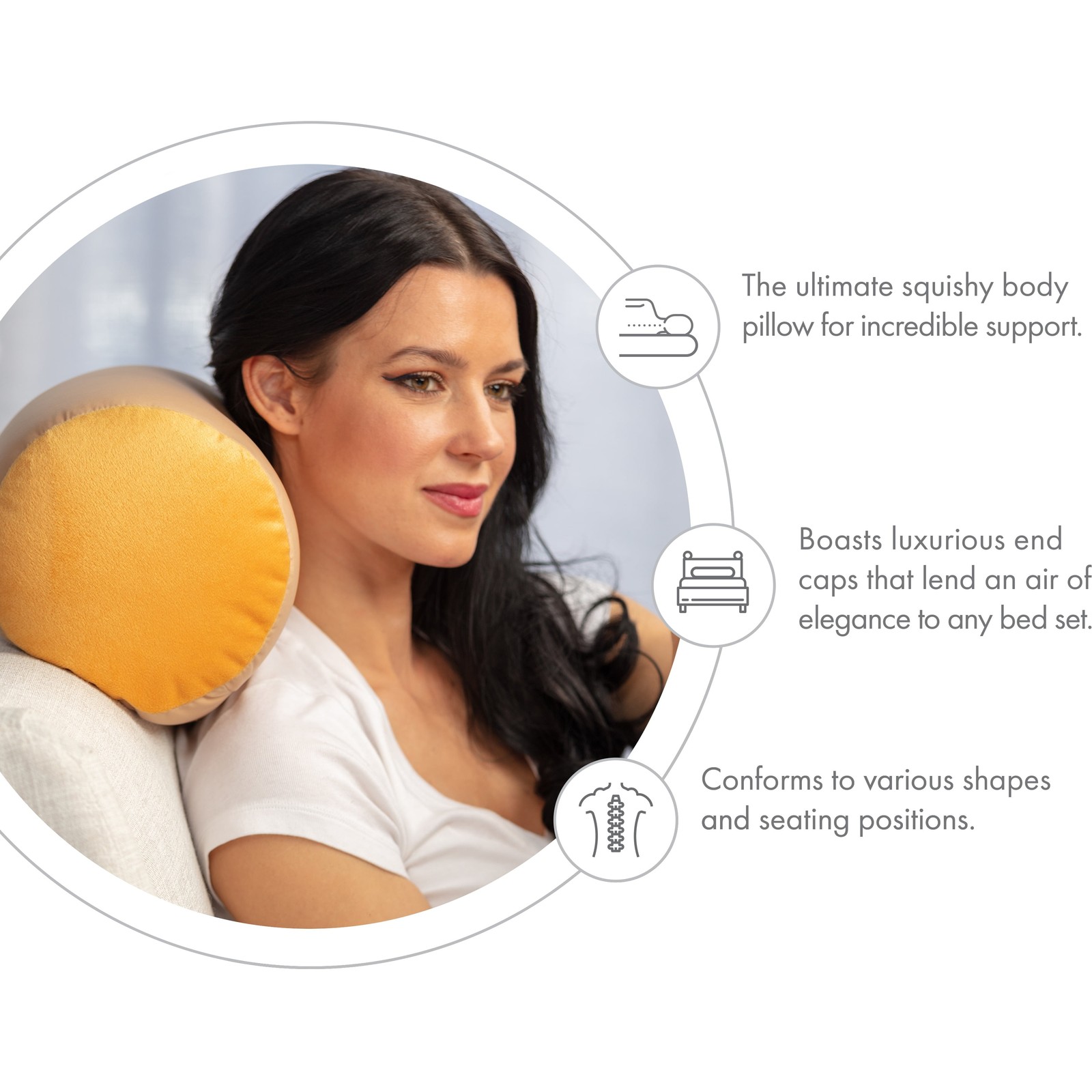 Microbead Bolster Neck Roll Pillow, Gently On Body, Head, Neck & Shoulders