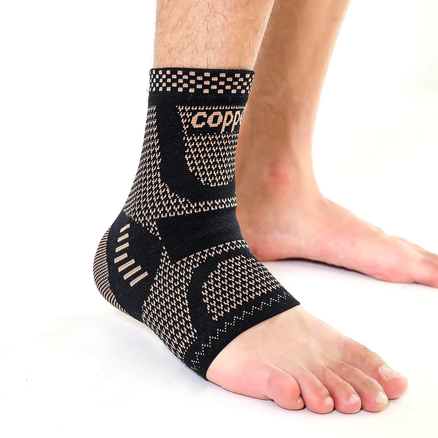 Copper Ankle Support Brace Compression Sleeve Elastic Foot Pain Relief