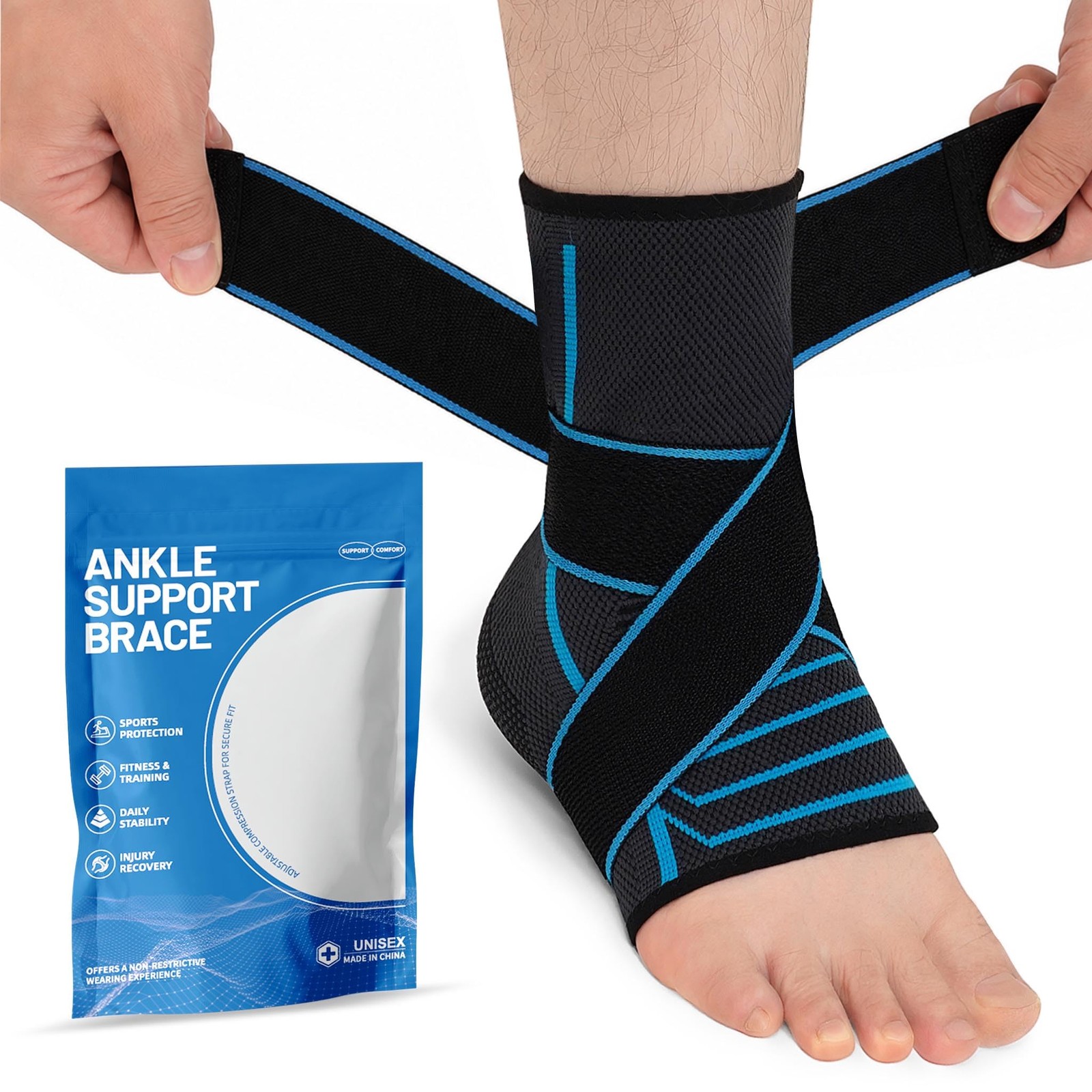 Ankle Brace for Women & Men: Adjustable Straps Compression Support Sleeve for…