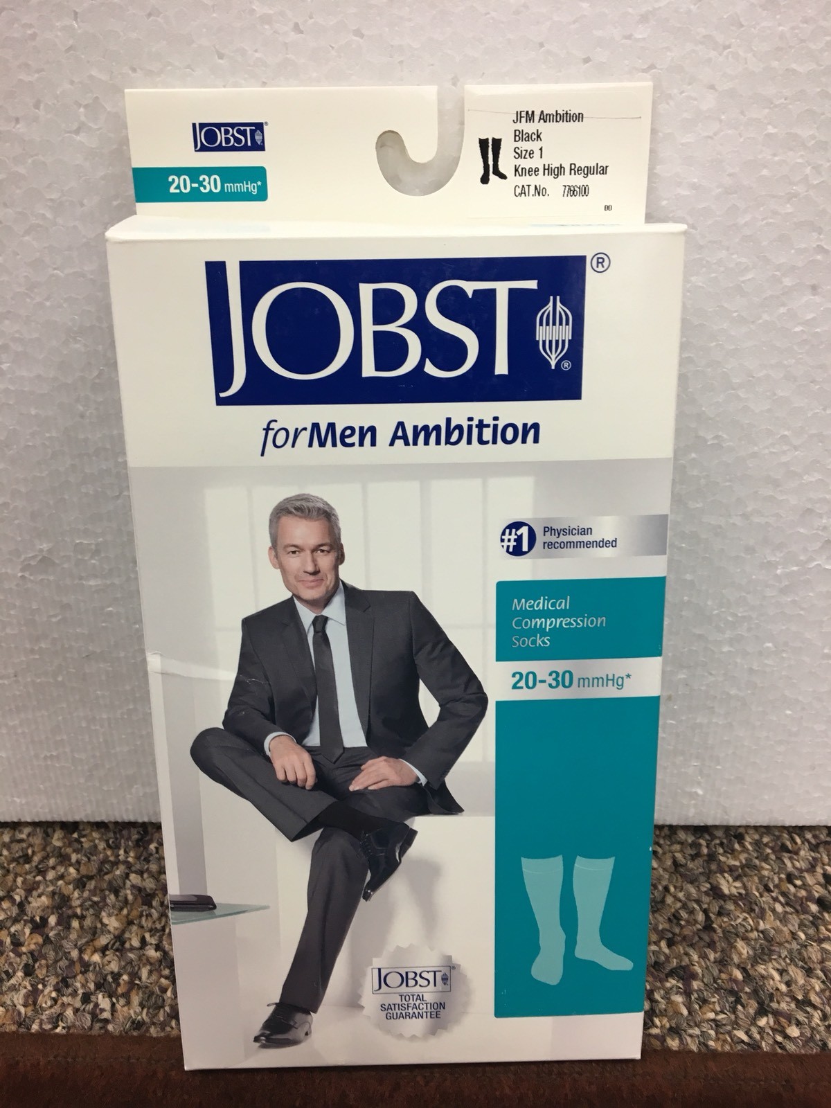 JOBST for Men Ambition Knee High Compression Socks 20-30 mmHg Black Size 1