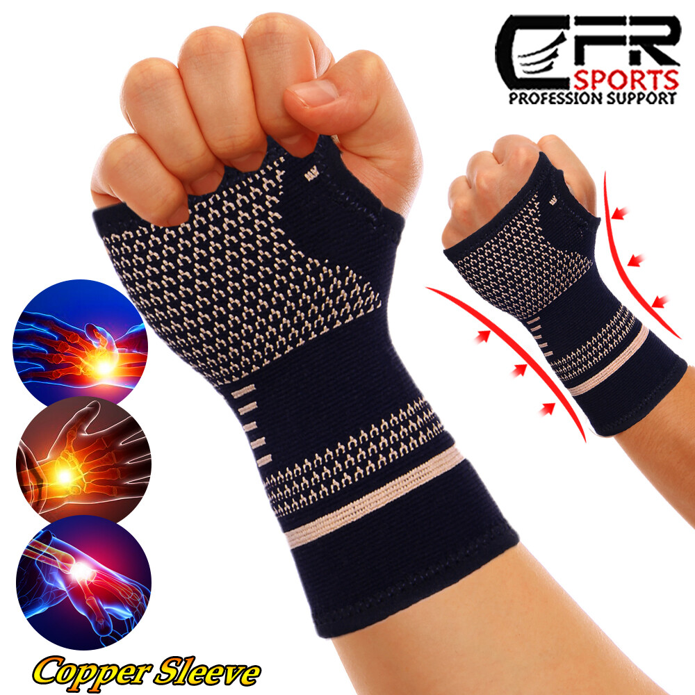 Copper Wrist Brace Support Compression Arthritis Pain Sport Carpal Tunnel Hand @