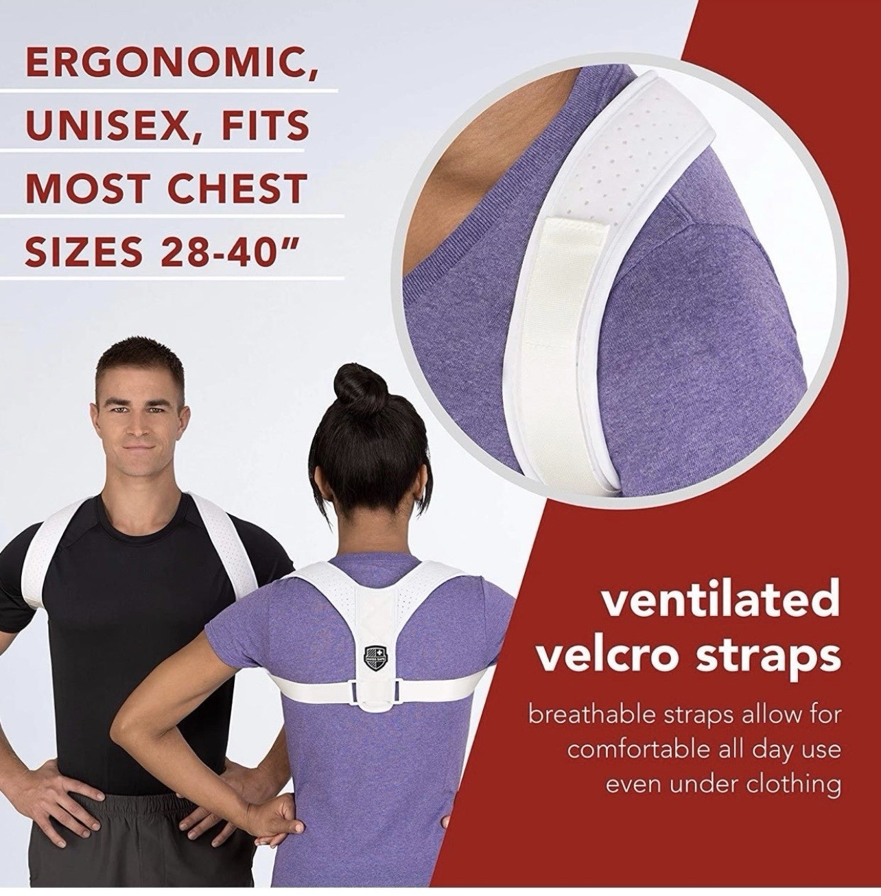 Swiss Safe Posture Corrector for Men/Women – Stylish & Discreet Ergonomic White