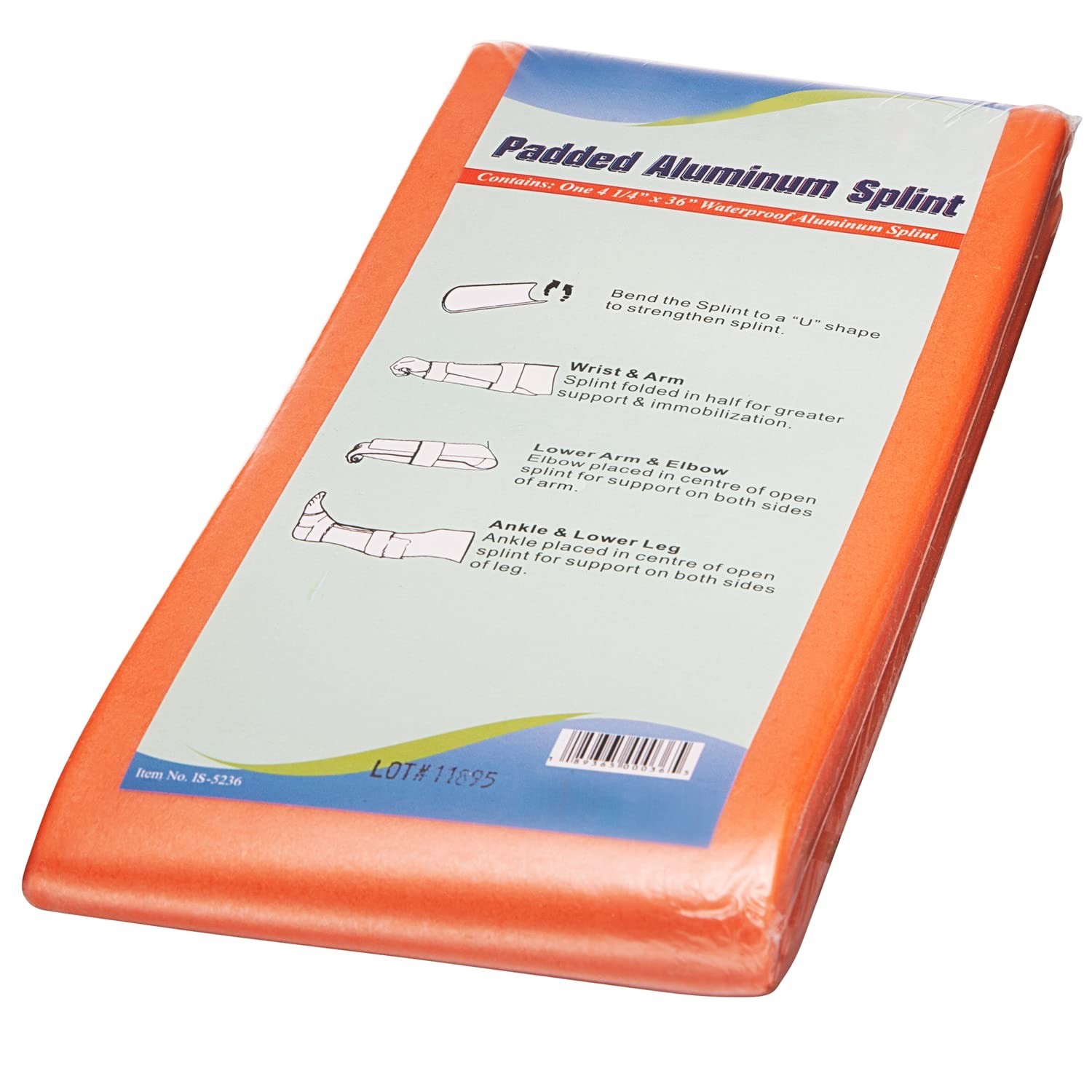 5-Pack Universal Aluminum Splints – 36″ Padded Brace for Injured Limbs, Waterpro