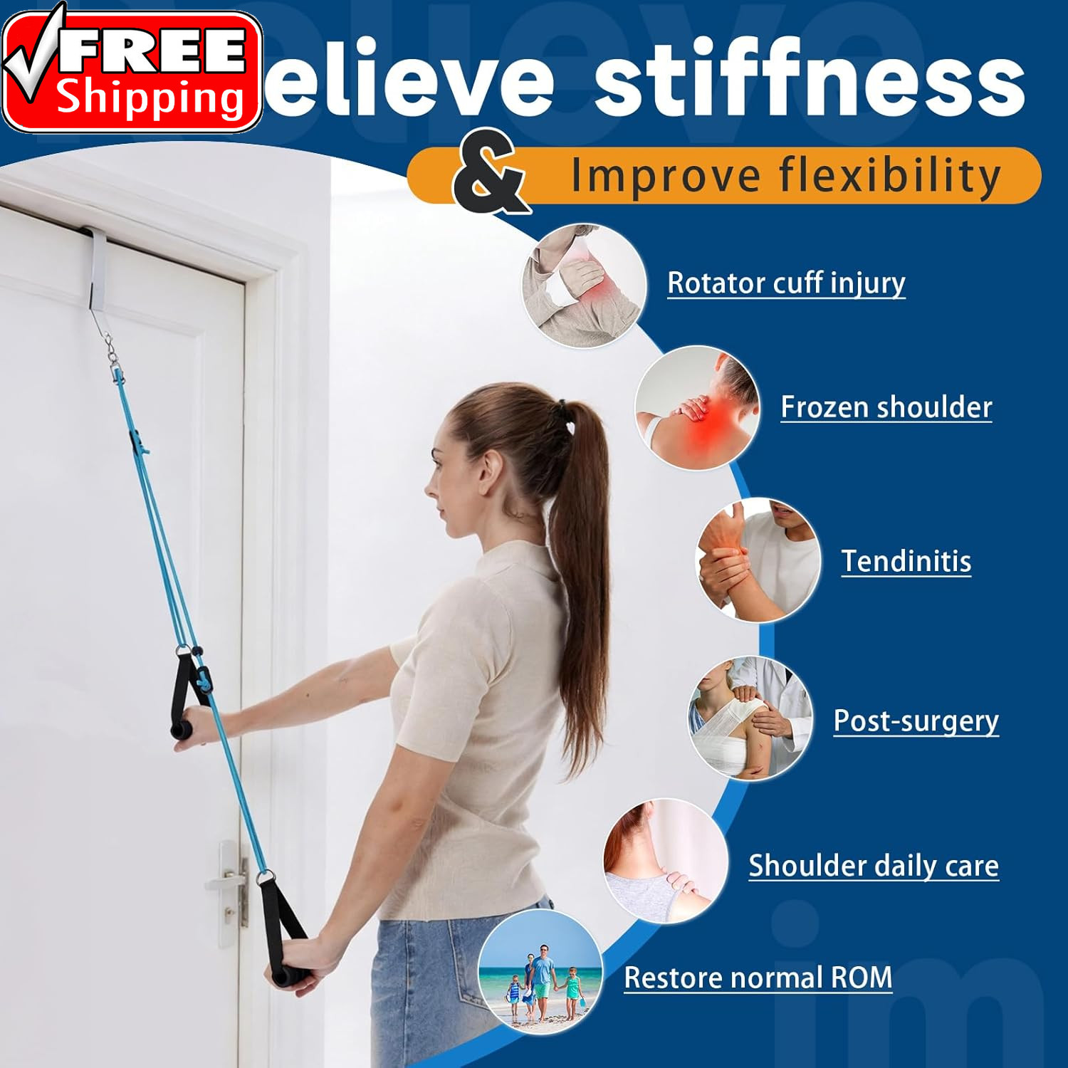 Shoulder Pulley for Physical Therapy, Rehab and Arm Exercise | Over-The-Door Pul