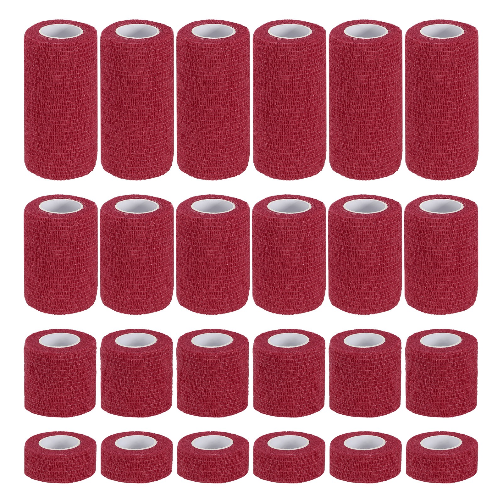 1″/2″/3″/4″ 24 Pcs 5 Yard Self Adhesive Bandage Wrap Self Tape Dark Red