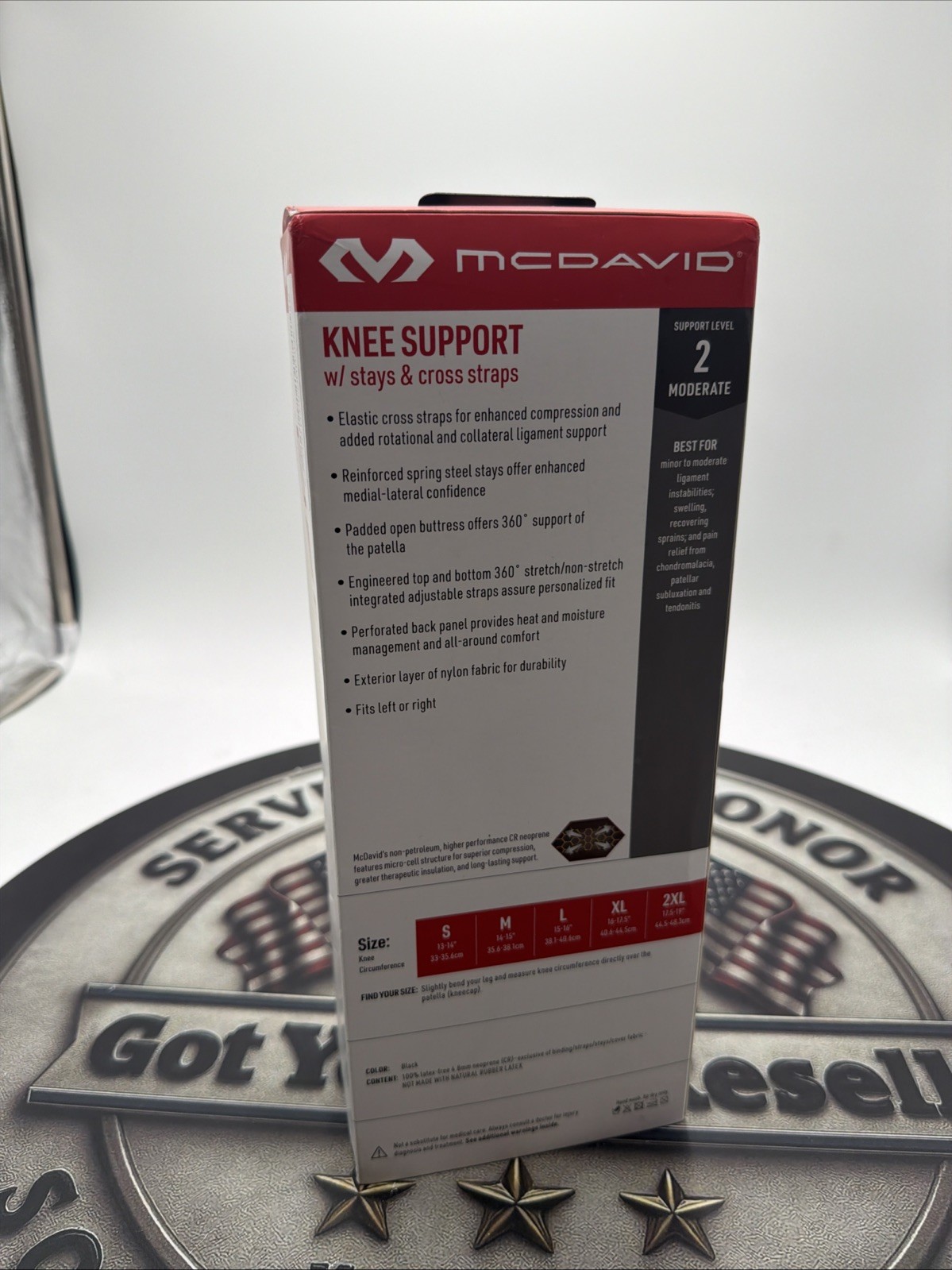 McDavid Knee Brace Support with Side Stays, Medium Open Box